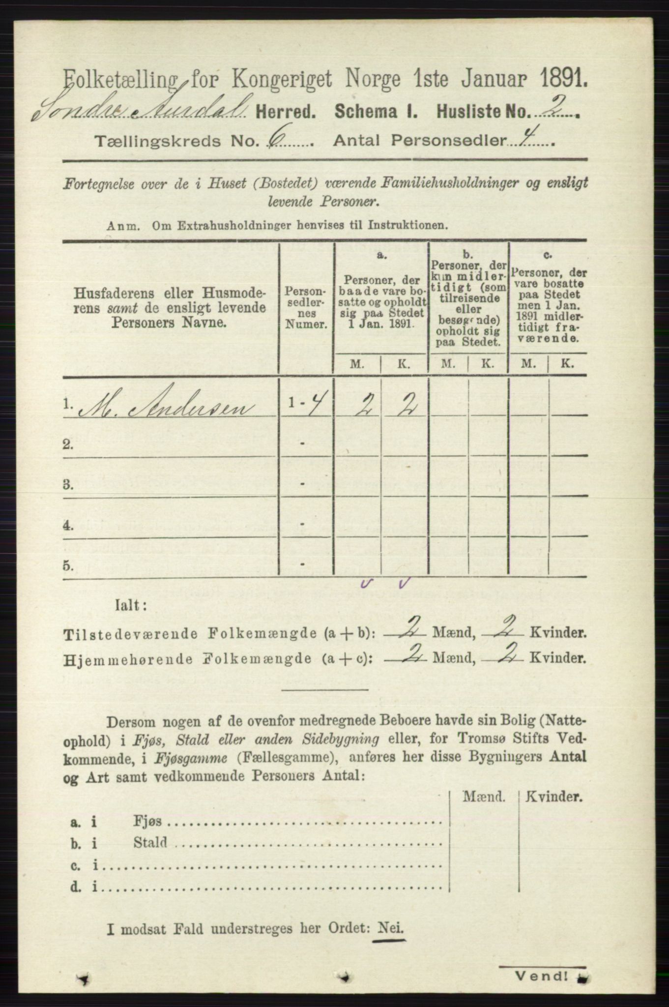 RA, 1891 census for 0540 Sør-Aurdal, 1891, p. 3728