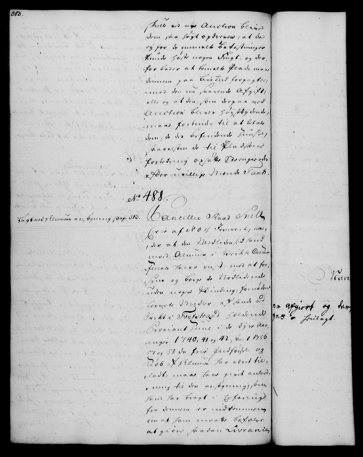 Rentekammeret, Kammerkanselliet, RA/EA-3111/G/Gh/Gha/L0034: Norsk ekstraktmemorialprotokoll (merket RK 53.79), 1756-1759, p. 383