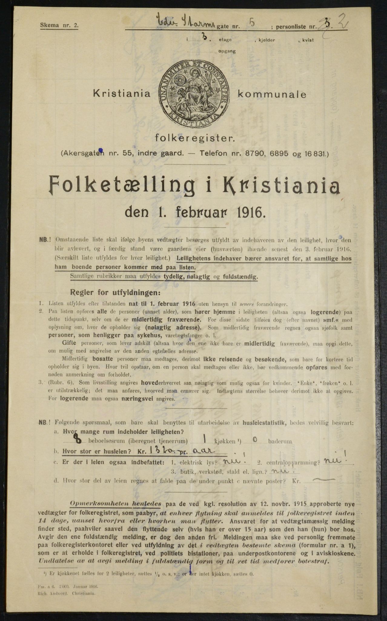 OBA, Municipal Census 1916 for Kristiania, 1916, p. 18939