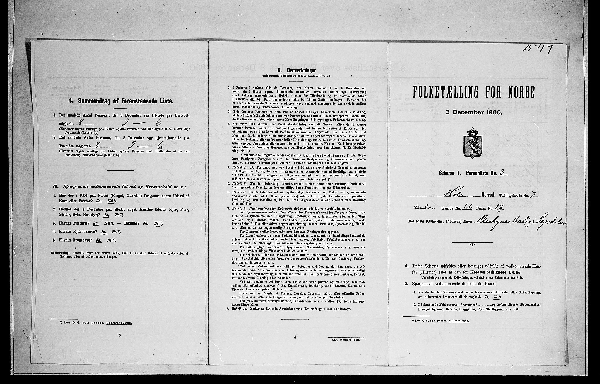 RA, 1900 census for Hole, 1900, p. 939