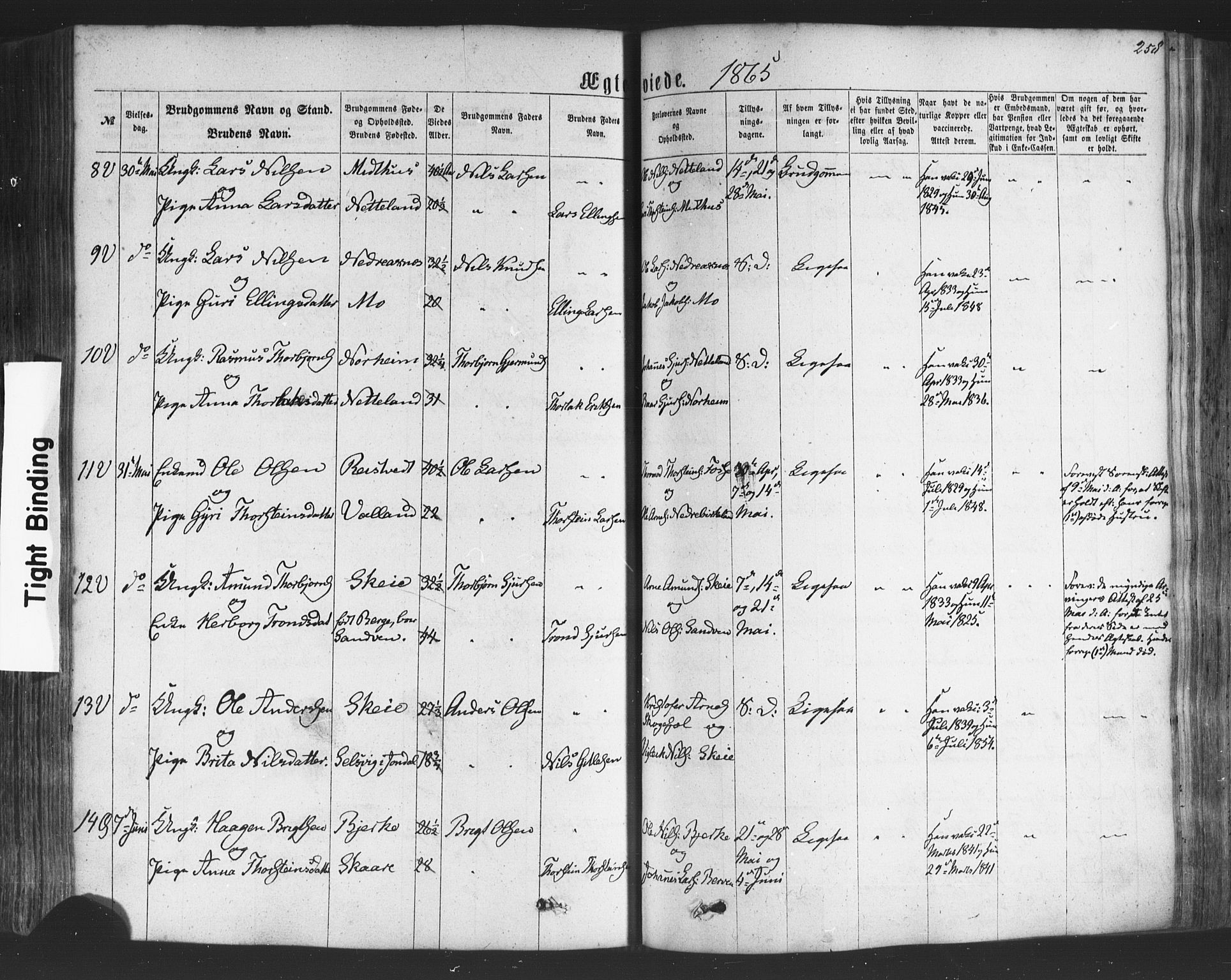 Kvam sokneprestembete, SAB/A-76201/H/Haa: Parish register (official) no. A 9, 1864-1879, p. 258