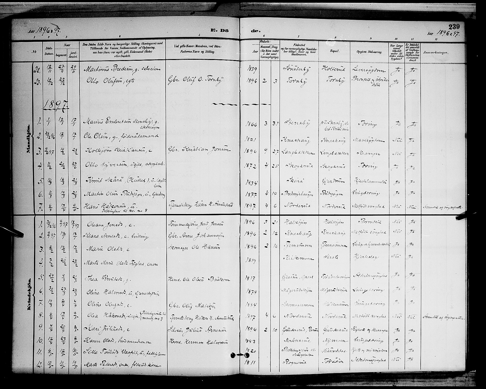 Våler prestekontor, Hedmark, AV/SAH-PREST-040/H/Ha/Hab/L0001: Parish register (copy) no. 1, 1894-1904, p. 239