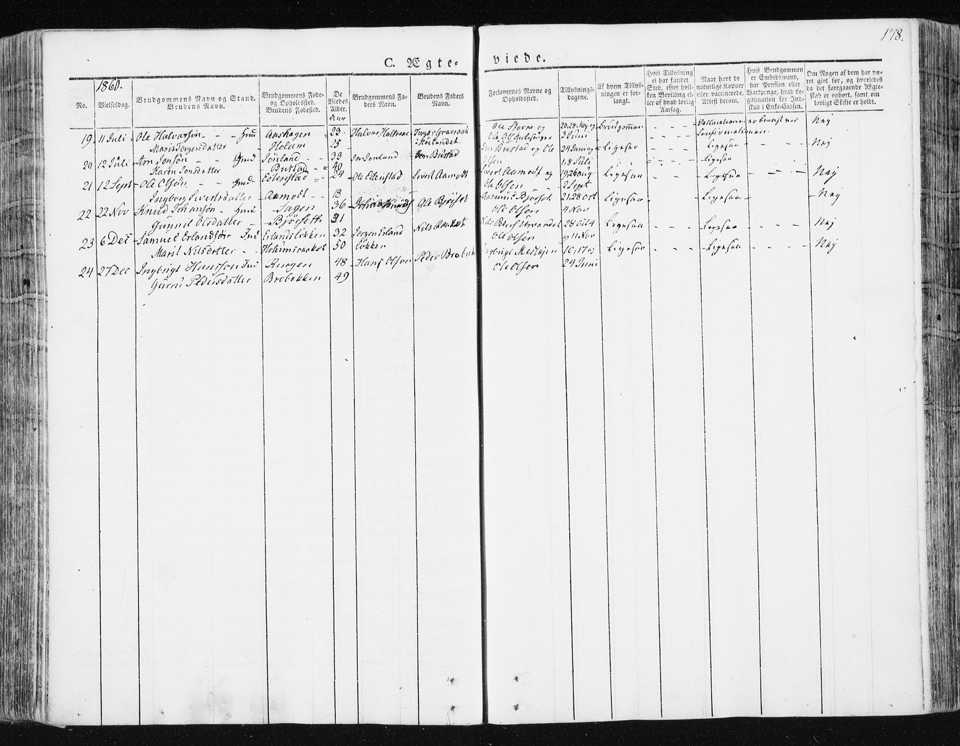 Ministerialprotokoller, klokkerbøker og fødselsregistre - Sør-Trøndelag, SAT/A-1456/672/L0855: Parish register (official) no. 672A07, 1829-1860, p. 178