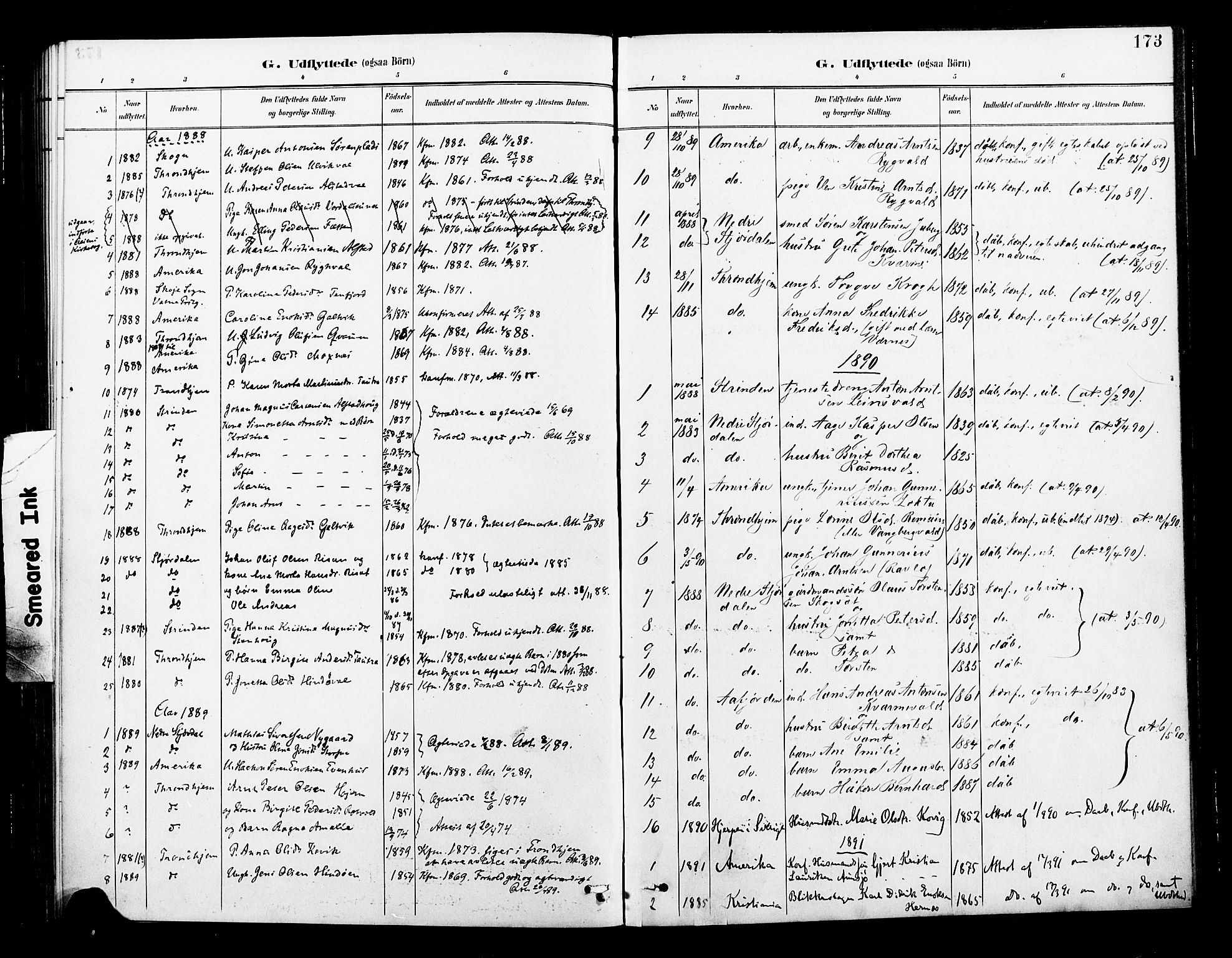Ministerialprotokoller, klokkerbøker og fødselsregistre - Nord-Trøndelag, SAT/A-1458/713/L0121: Parish register (official) no. 713A10, 1888-1898, p. 173