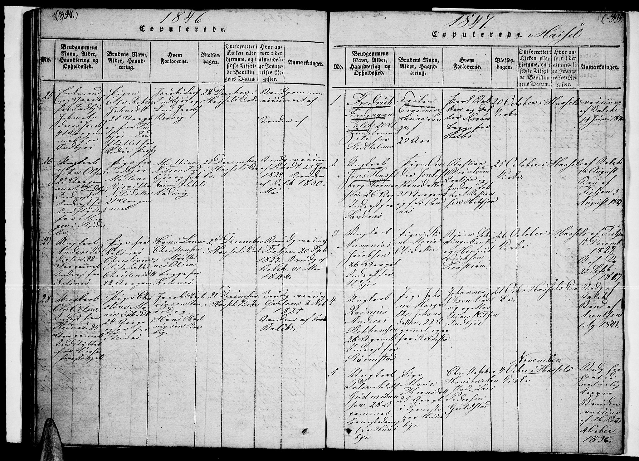 Ministerialprotokoller, klokkerbøker og fødselsregistre - Nordland, AV/SAT-A-1459/888/L1263: Parish register (copy) no. 888C02 /1, 1820-1850, p. 394-395