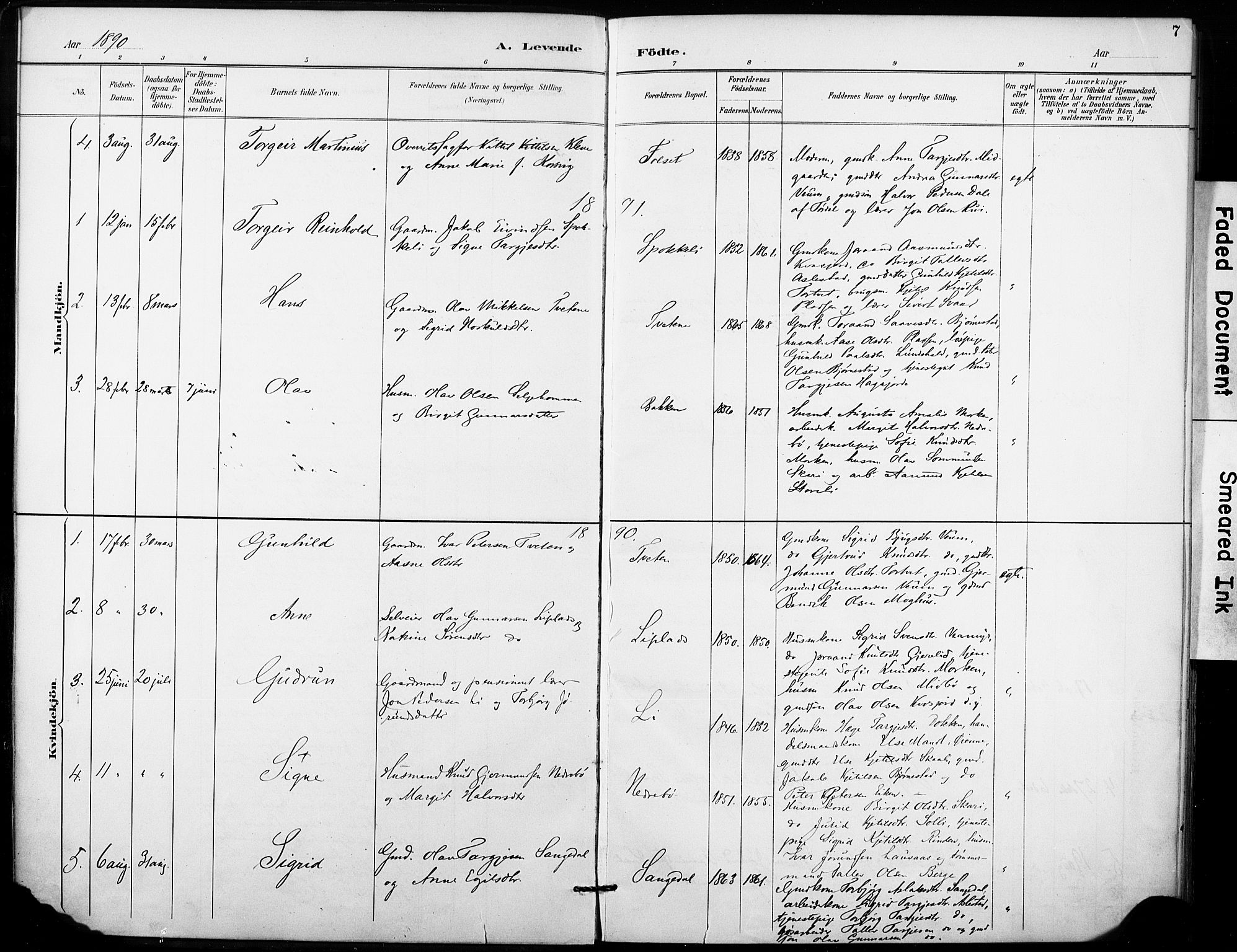 Fyresdal kirkebøker, AV/SAKO-A-263/F/Fb/L0003: Parish register (official) no. II 3, 1887-1903, p. 7