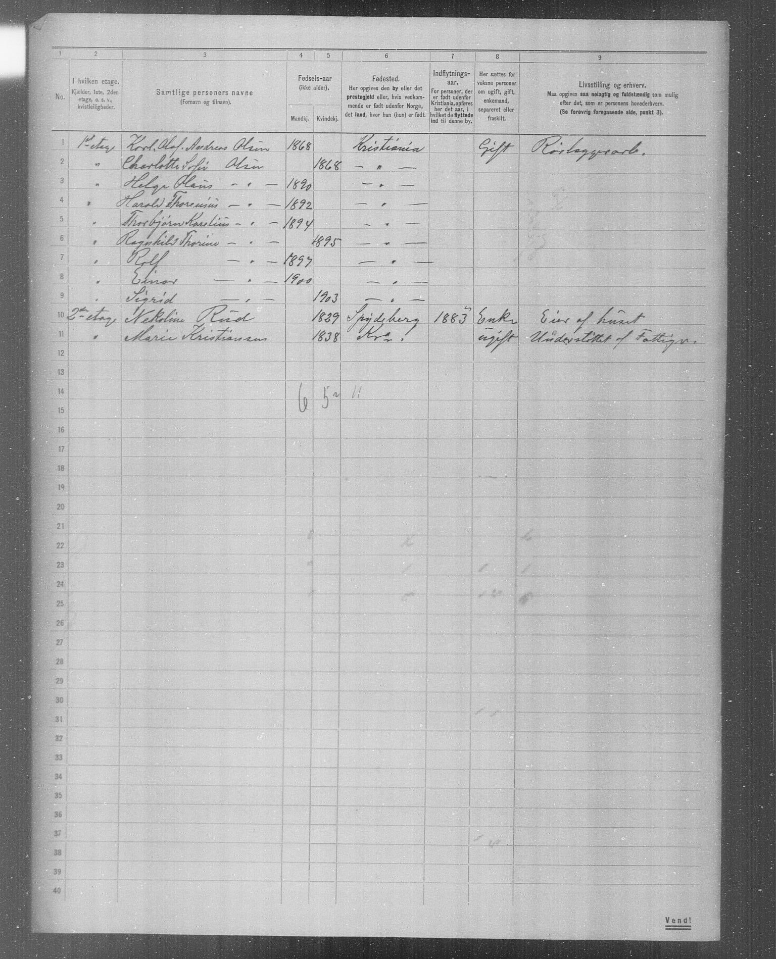 OBA, Municipal Census 1904 for Kristiania, 1904, p. 5026