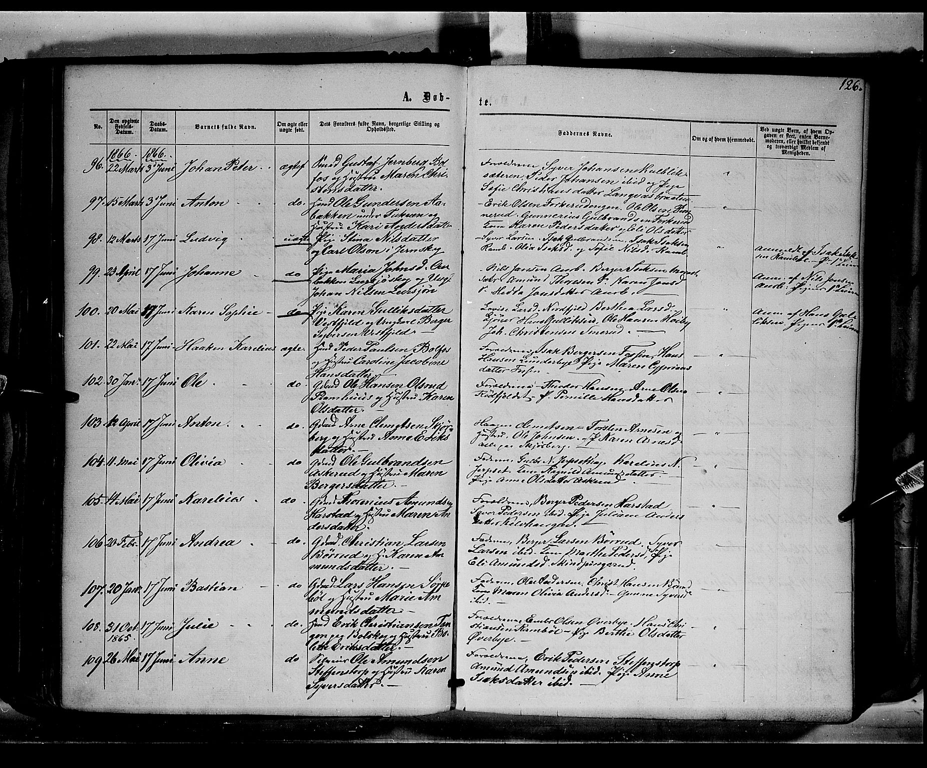 Eidskog prestekontor, AV/SAH-PREST-026/H/Ha/Haa/L0001: Parish register (official) no. 1, 1860-1867, p. 126