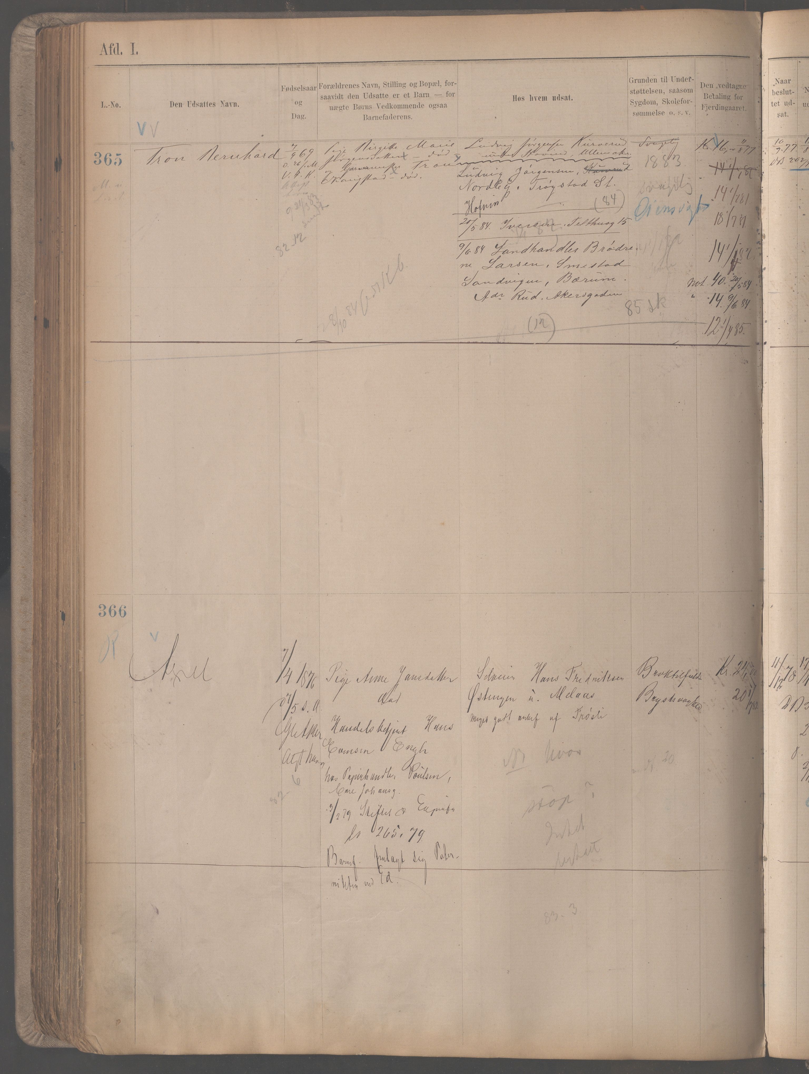 Fattigvesenet, OBA/A-20045/H/Hb/L0002: Manntallsprotokoll. Mnr. 1-665, 1879-1887, p. 183a