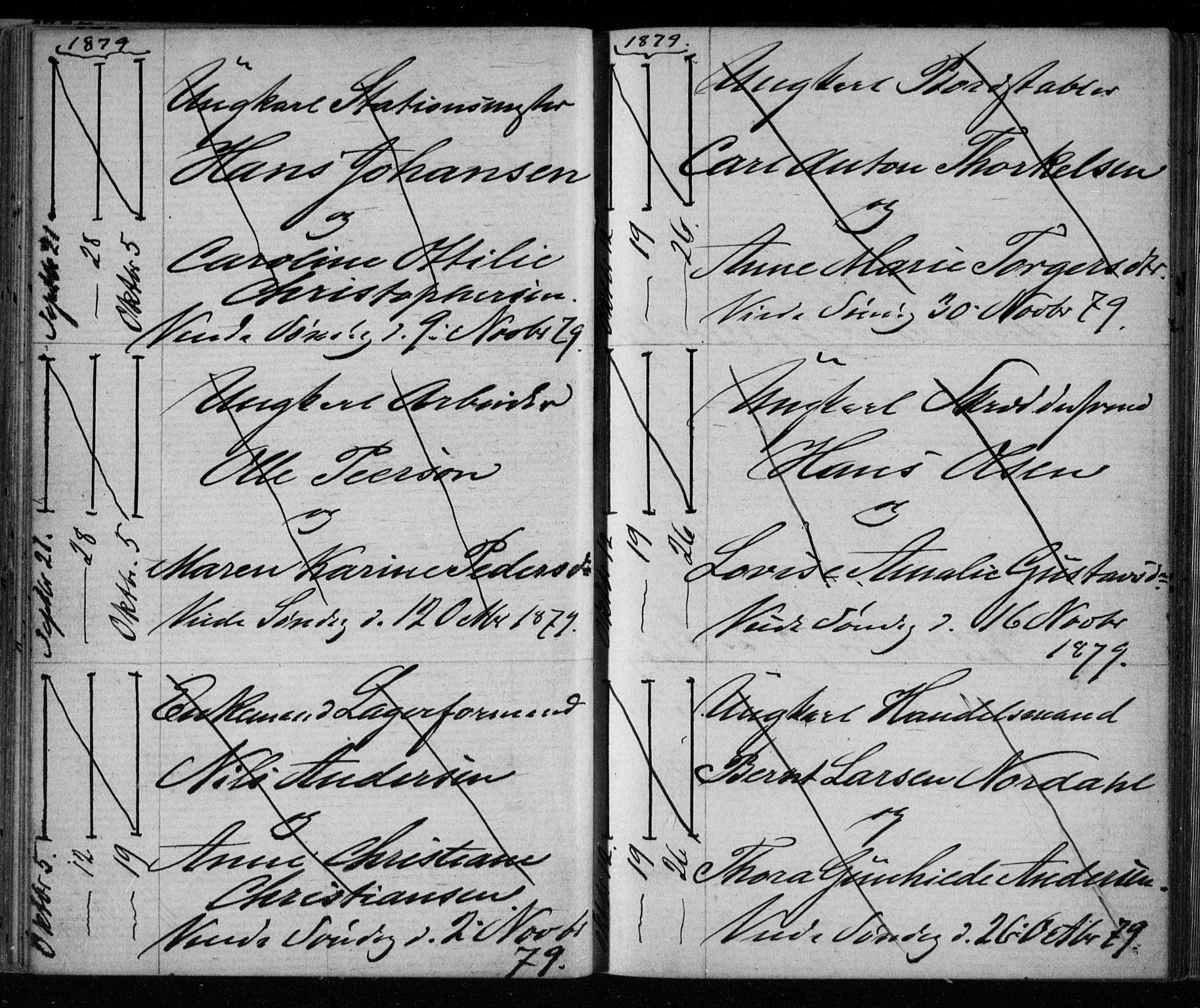 Bragernes kirkebøker, AV/SAKO-A-6/H/Ha/L0006: Banns register no. 6, 1873-1896