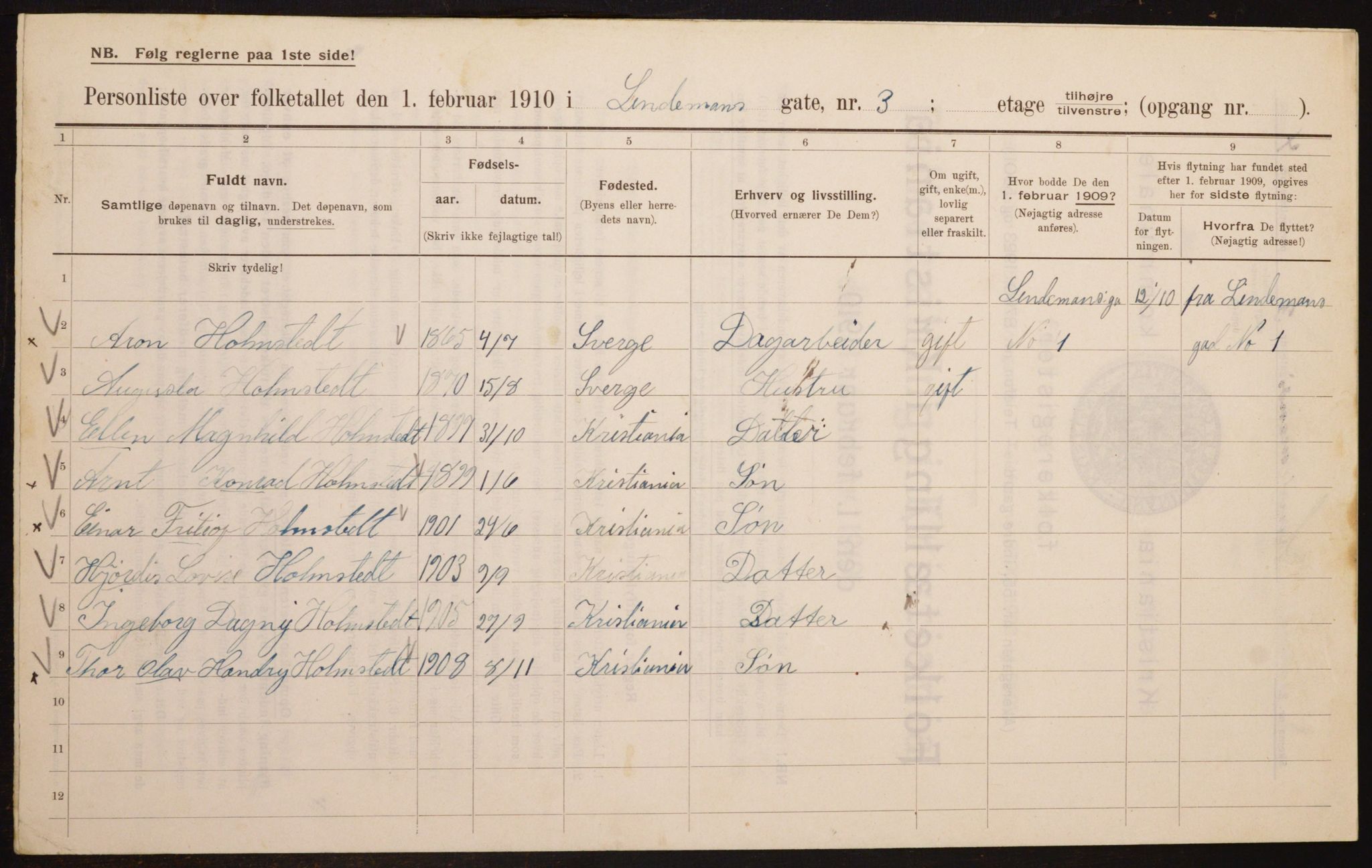 OBA, Municipal Census 1910 for Kristiania, 1910, p. 55654