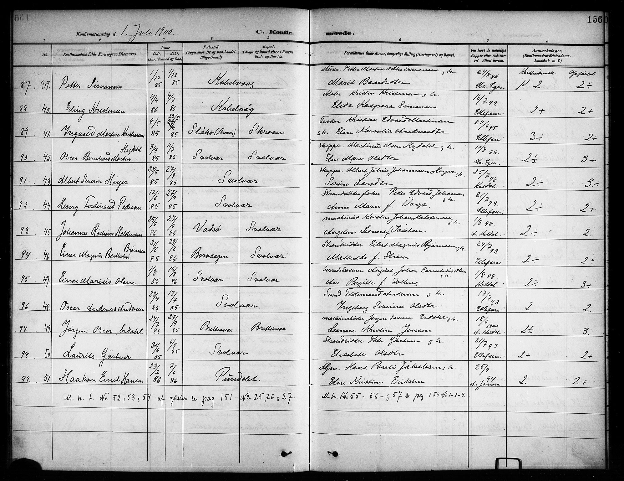 Ministerialprotokoller, klokkerbøker og fødselsregistre - Nordland, AV/SAT-A-1459/874/L1078: Parish register (copy) no. 874C07, 1900-1907, p. 156