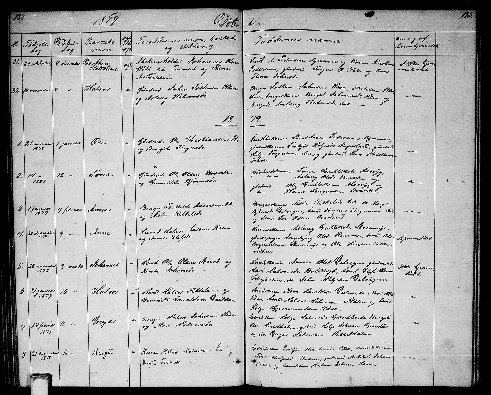 Gransherad kirkebøker, SAKO/A-267/G/Ga/L0002: Parish register (copy) no. I 2, 1854-1886, p. 122-123