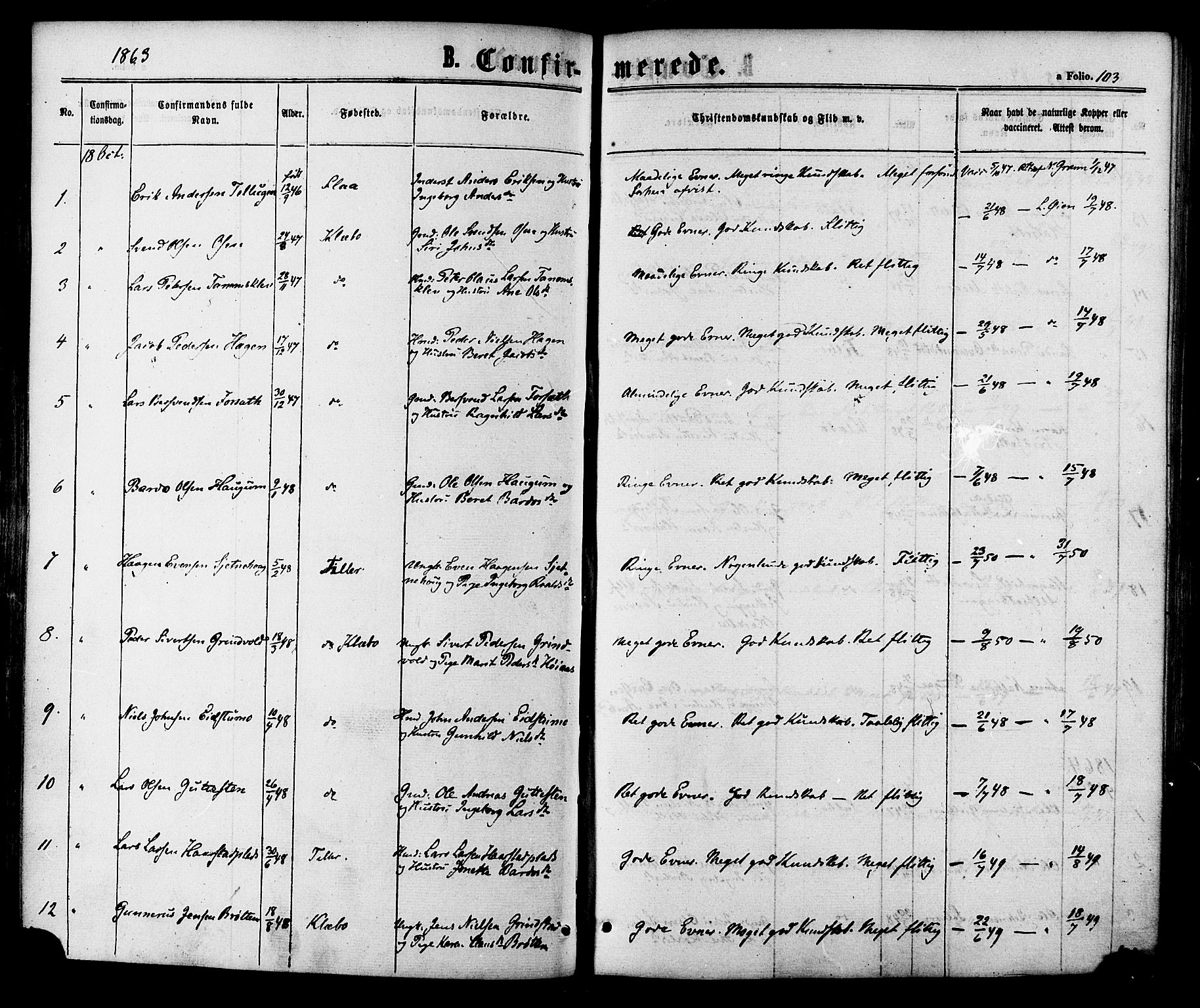 Ministerialprotokoller, klokkerbøker og fødselsregistre - Sør-Trøndelag, SAT/A-1456/618/L0442: Parish register (official) no. 618A06 /1, 1863-1879, p. 103
