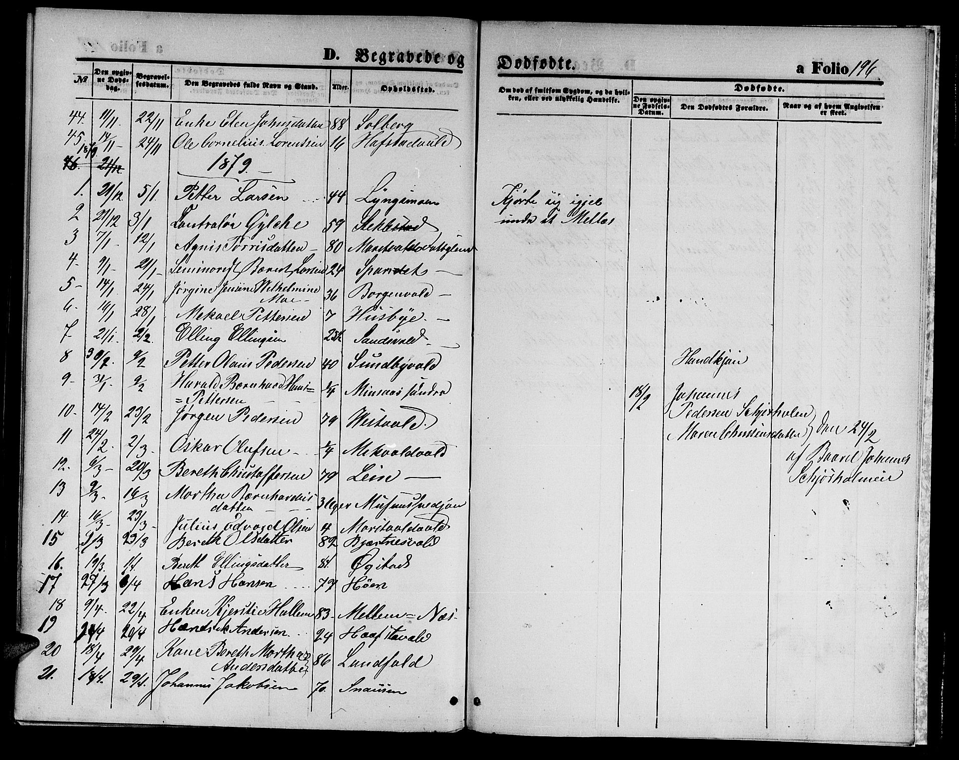 Ministerialprotokoller, klokkerbøker og fødselsregistre - Nord-Trøndelag, SAT/A-1458/723/L0255: Parish register (copy) no. 723C03, 1869-1879, p. 196