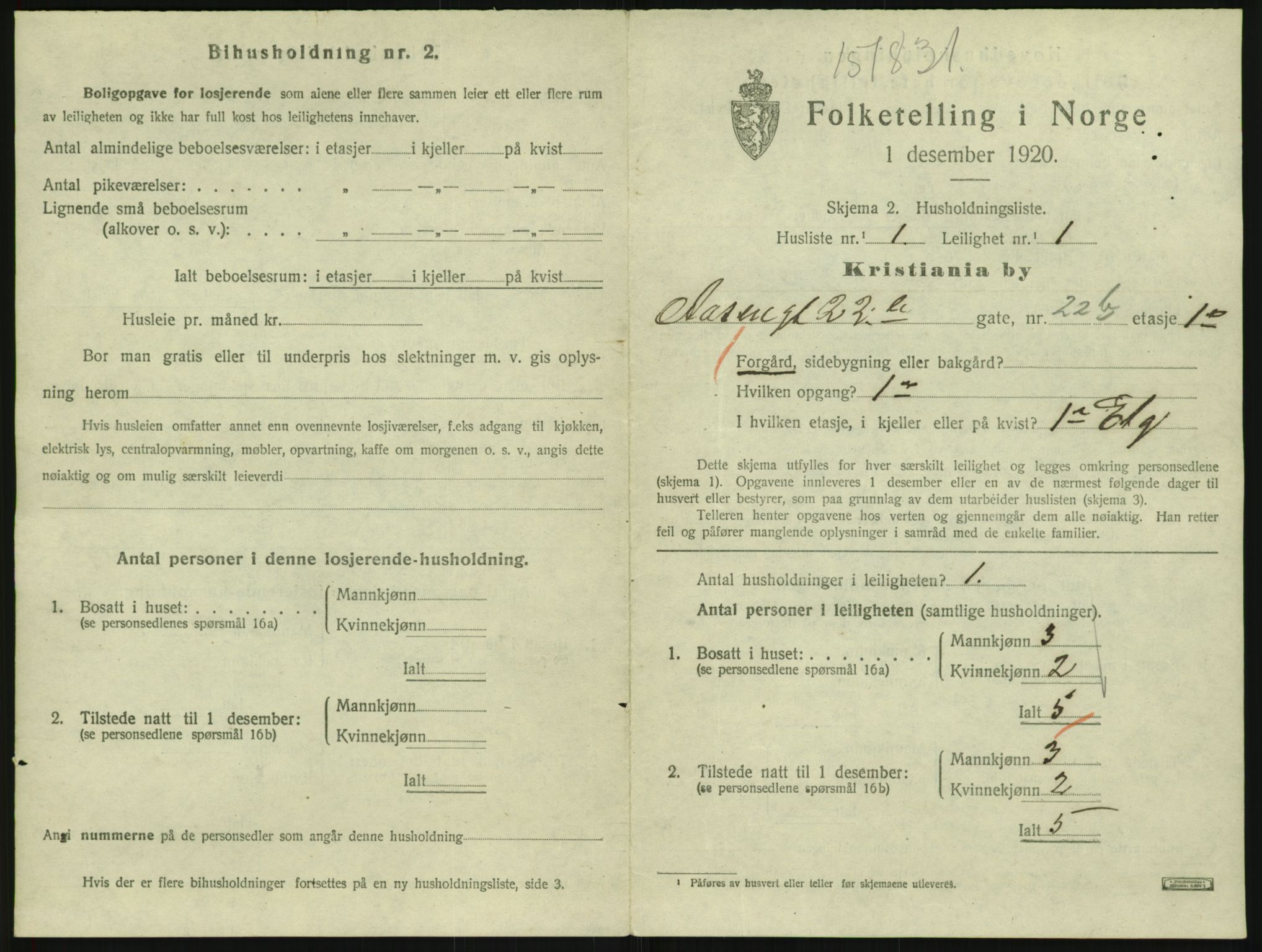 SAO, 1920 census for Kristiania, 1920, p. 133969