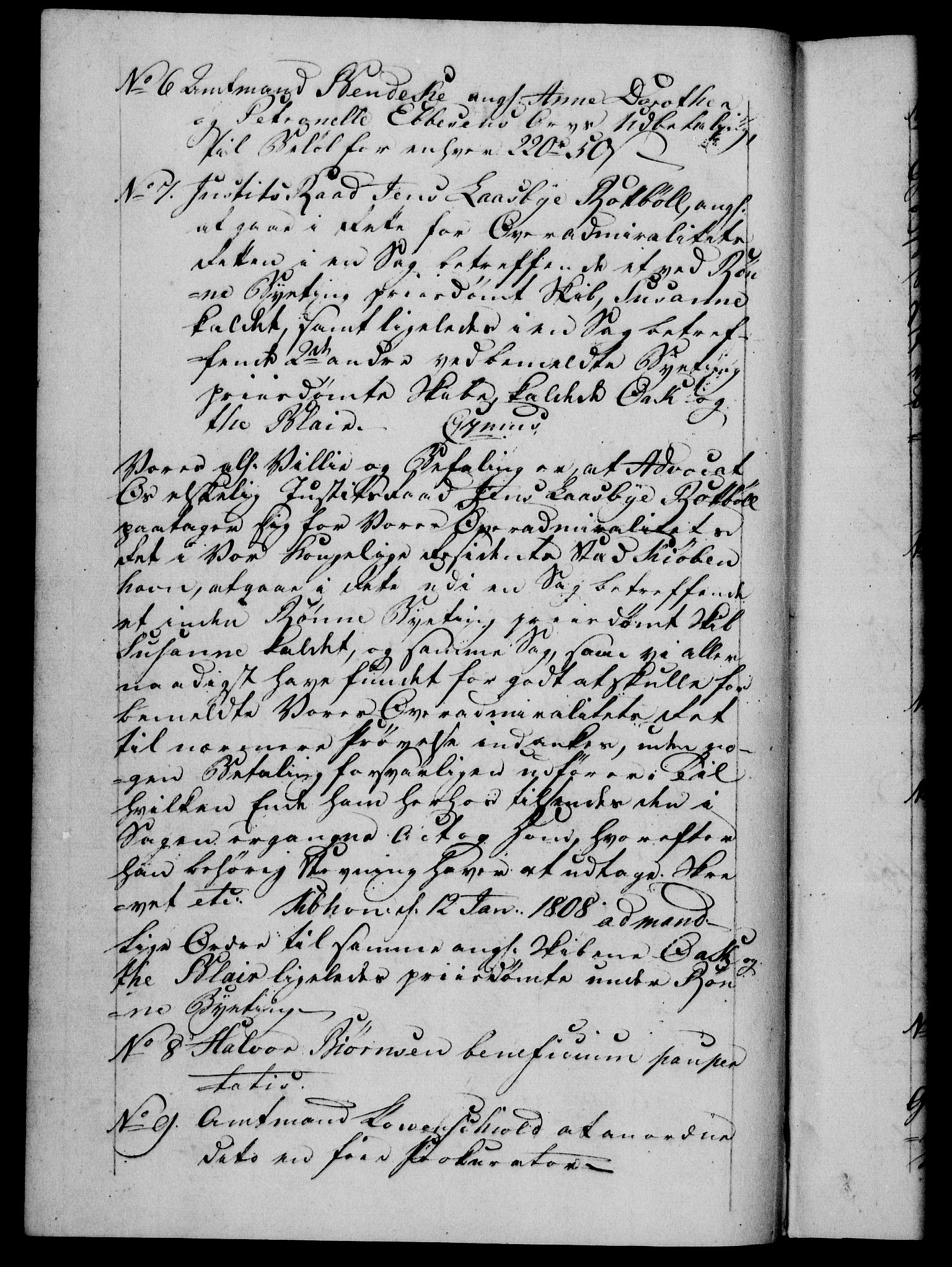 Danske Kanselli 1800-1814, RA/EA-3024/H/Hf/Hfb/Hfba/L0004: Registranter, 1808-1810, p. 1b