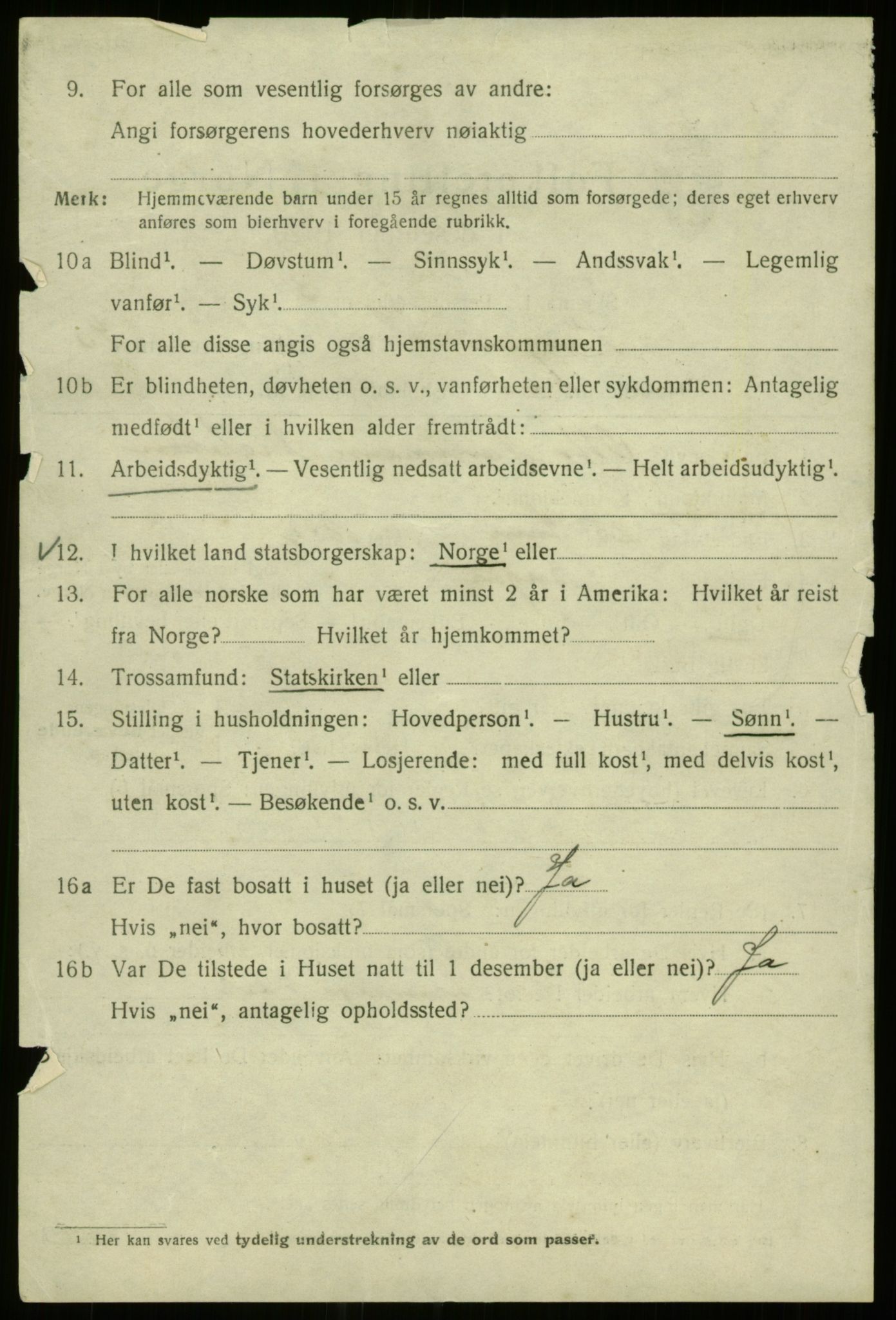 SAB, 1920 census for Bergen, 1920, p. 109217