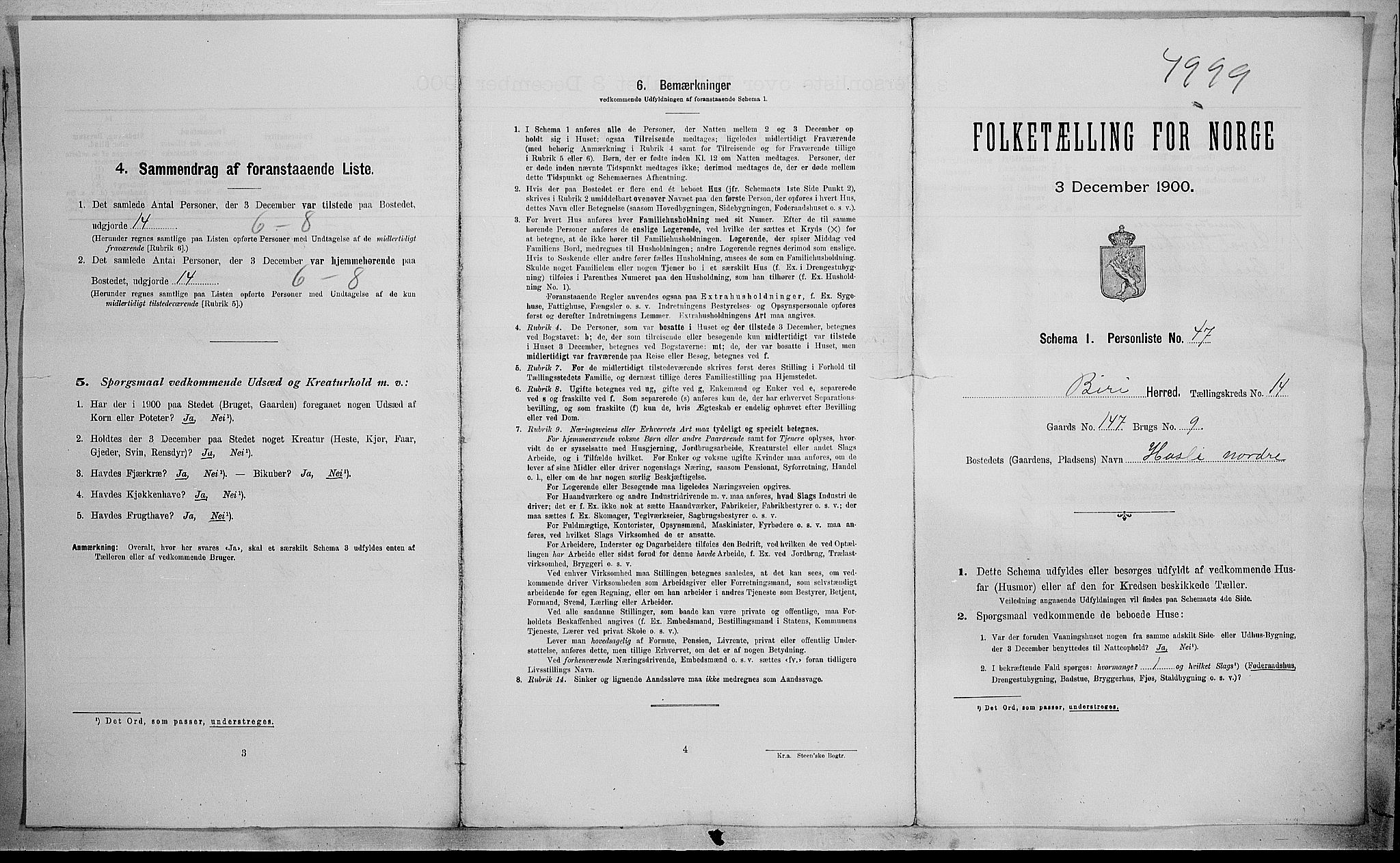 SAH, 1900 census for Biri, 1900, p. 1655