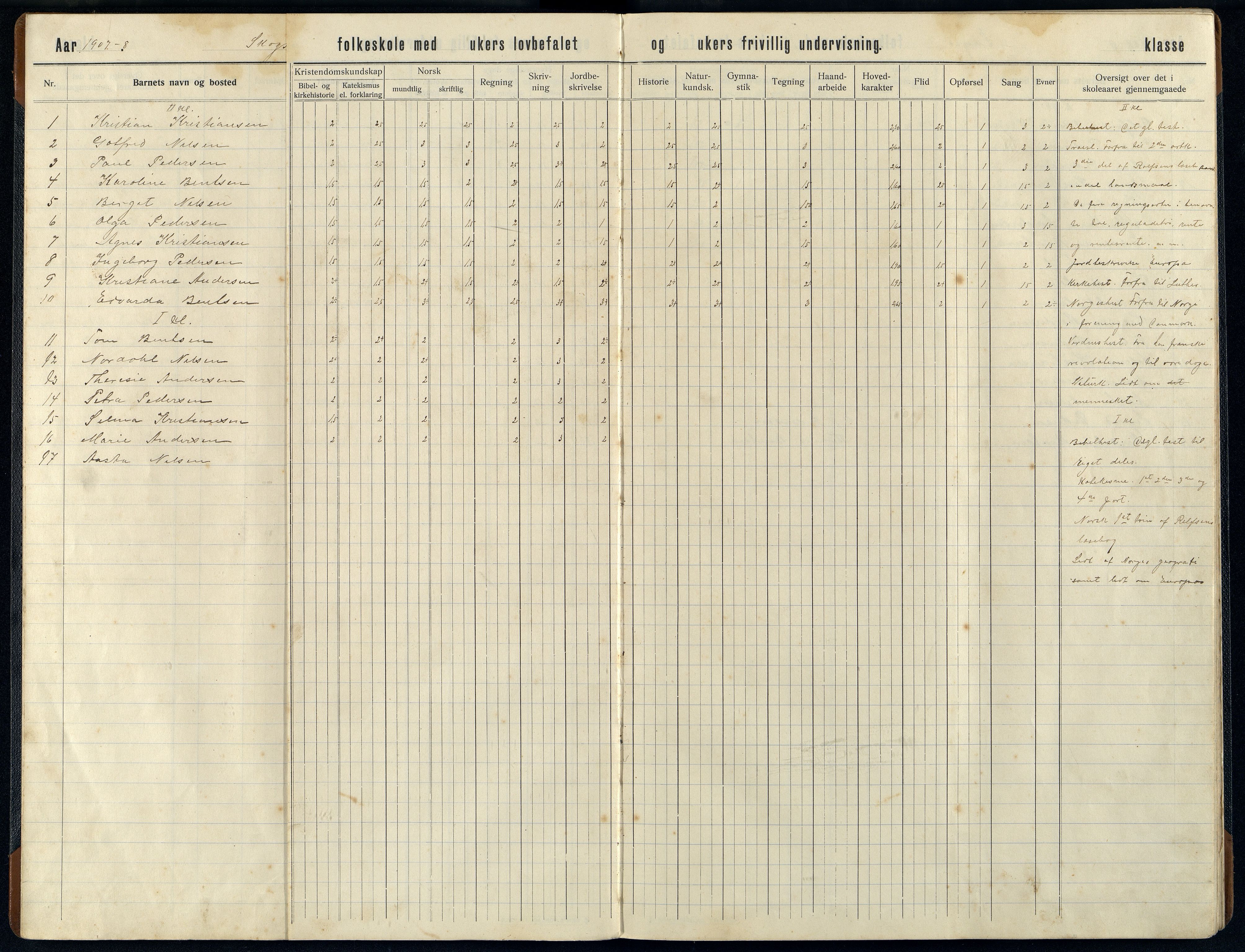 Halse og Harkmark kommune - Skogsøy Skole, ARKSOR/1002HH553/H/L0002: Skoleprotokoll, 1906-1920