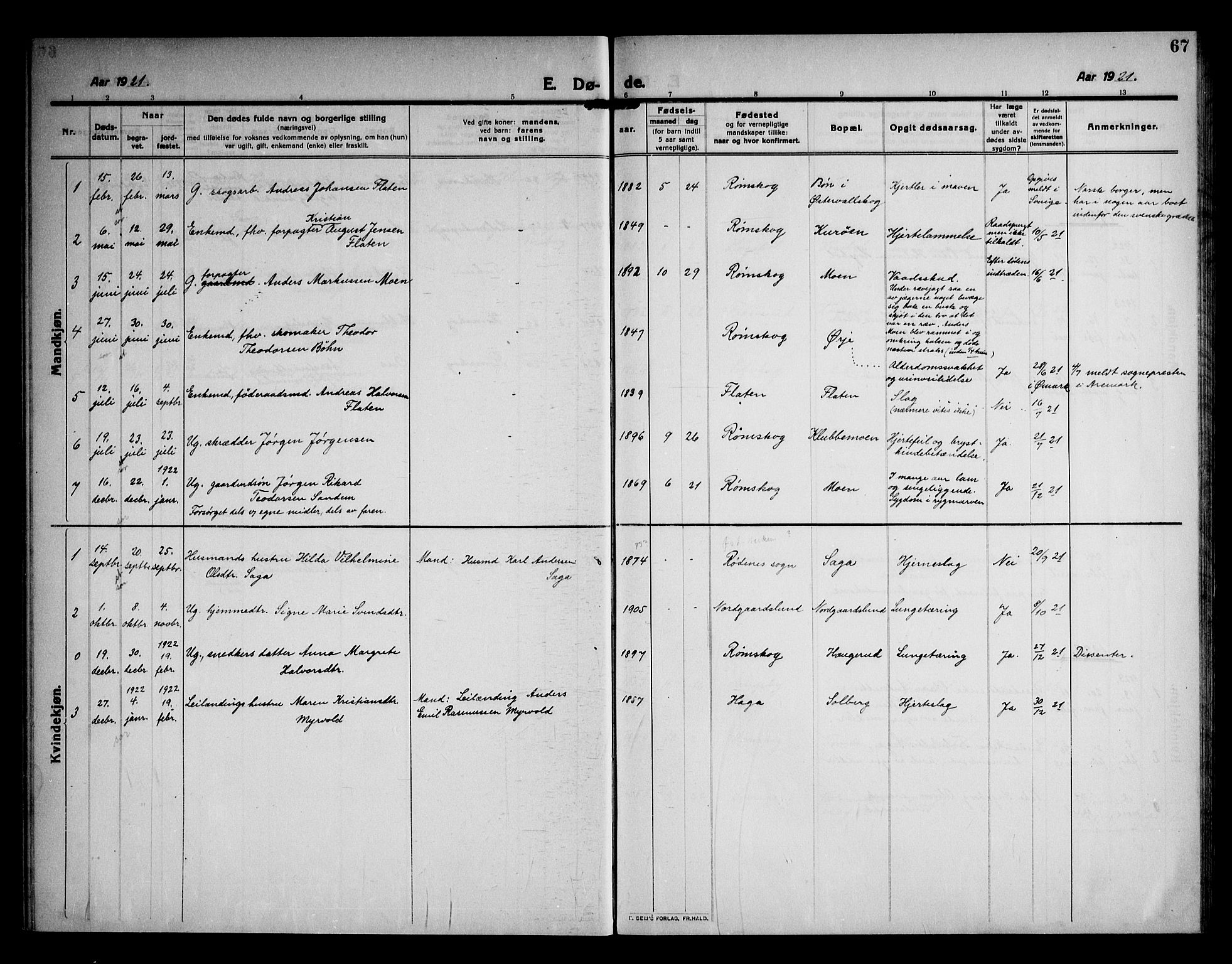 Rødenes prestekontor Kirkebøker, AV/SAO-A-2005/F/Fb/L0004: Parish register (official) no. II 4, 1911-1926, p. 67