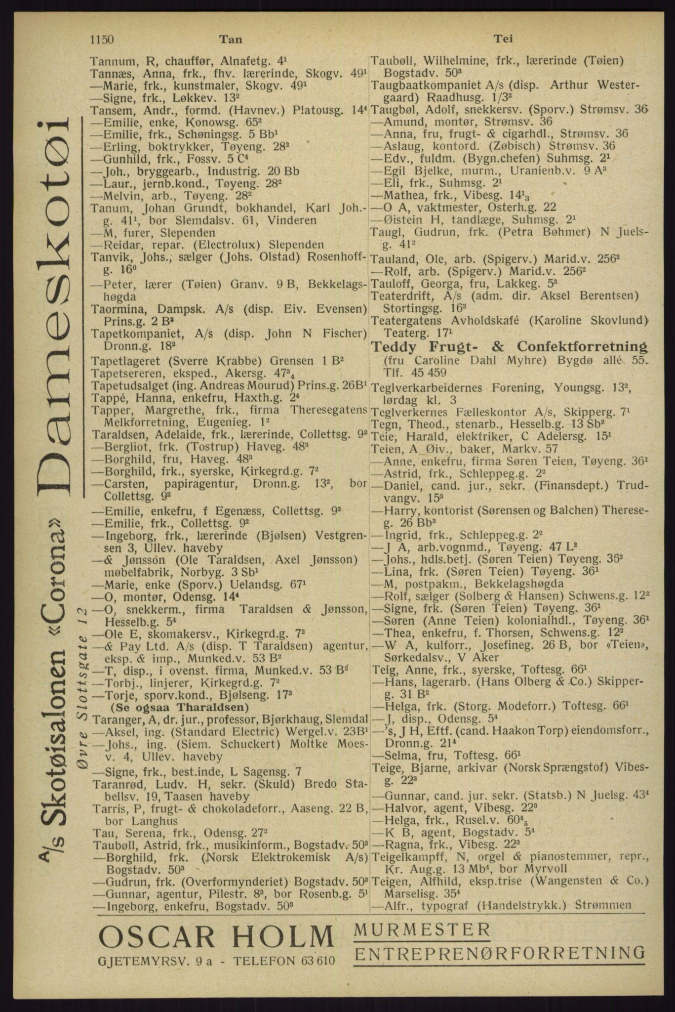 Kristiania/Oslo adressebok, PUBL/-, 1929, p. 1150