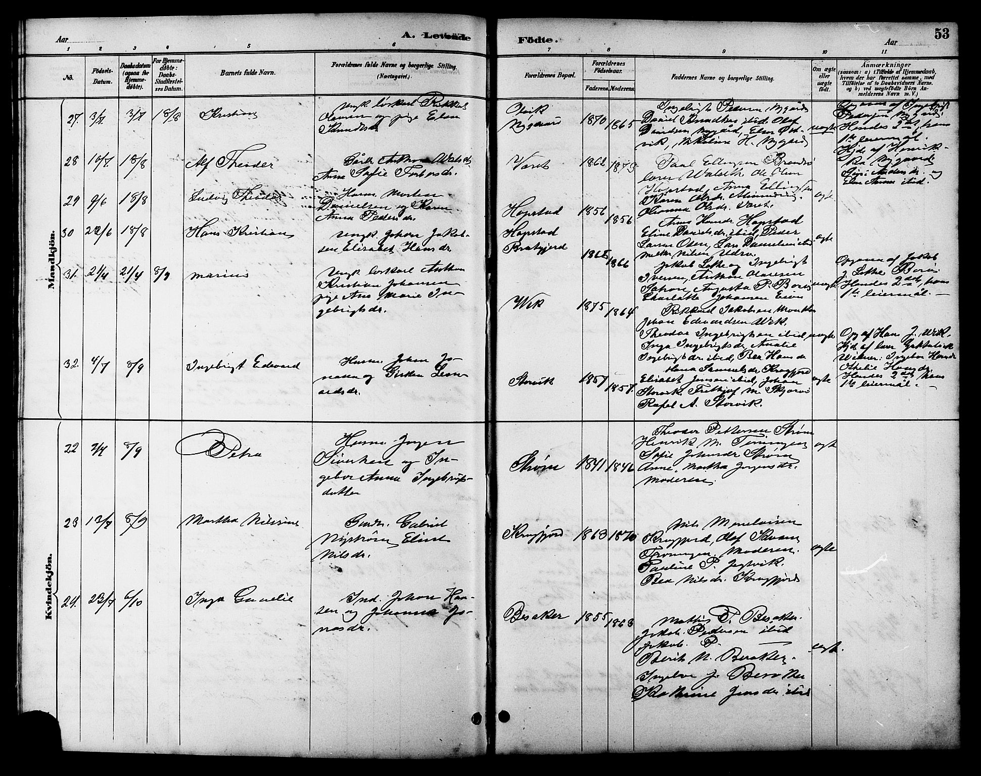 Ministerialprotokoller, klokkerbøker og fødselsregistre - Sør-Trøndelag, SAT/A-1456/657/L0716: Parish register (copy) no. 657C03, 1889-1904, p. 53