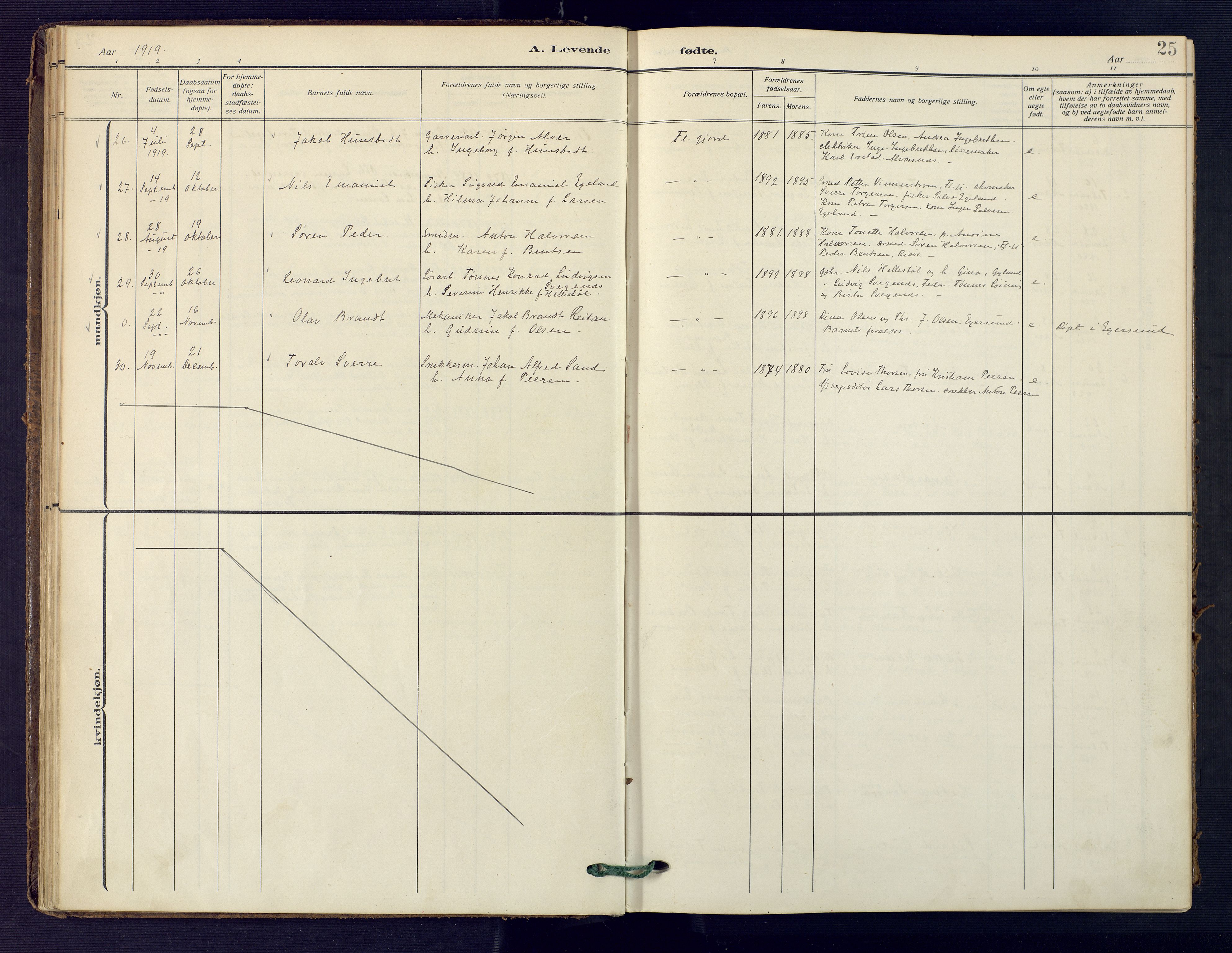 Flekkefjord sokneprestkontor, SAK/1111-0012/F/Fa/Faa/L0003: Parish register (official) no. A 3, 1913-1928, p. 25