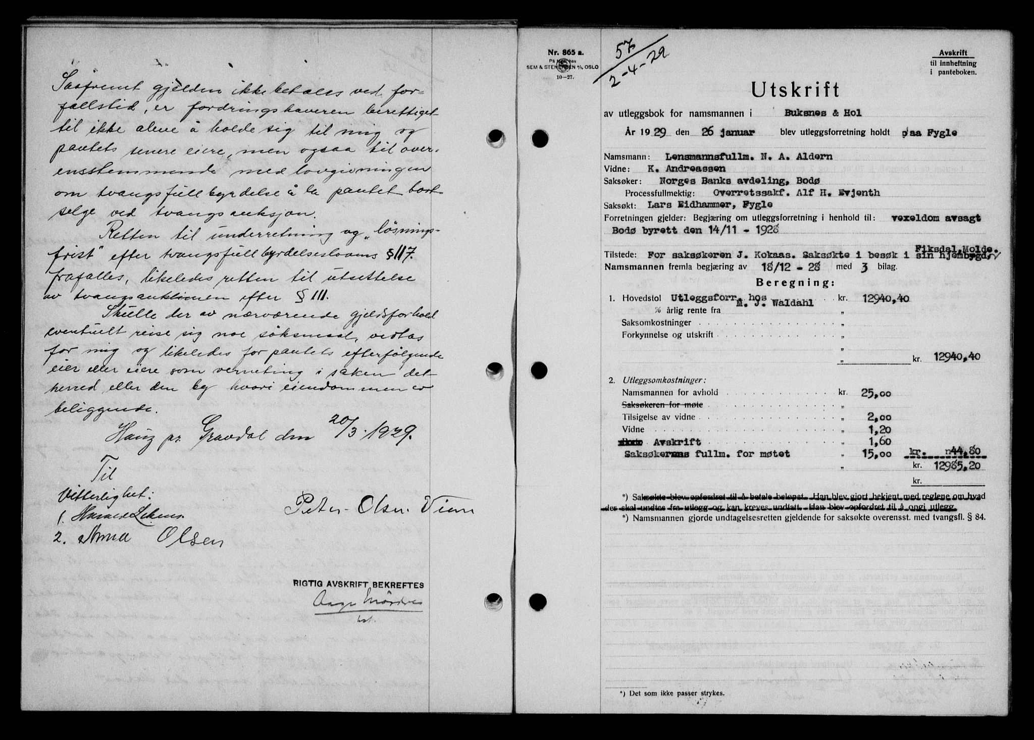 Lofoten sorenskriveri, SAT/A-0017/1/2/2C/L0019b: Mortgage book no. 19b, 1929-1929, Deed date: 02.04.1929