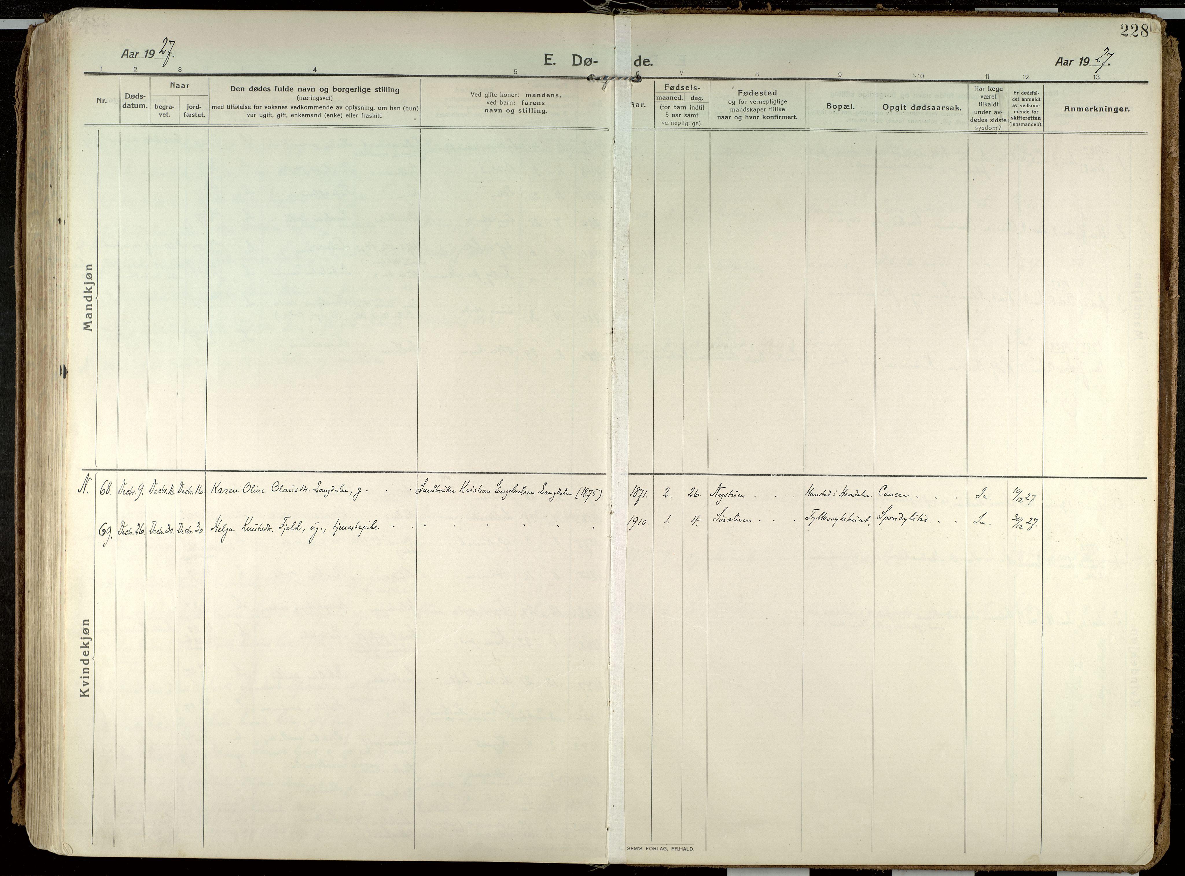 Elverum prestekontor, AV/SAH-PREST-044/H/Ha/Haa/L0021: Parish register (official) no. 21, 1913-1928, p. 228