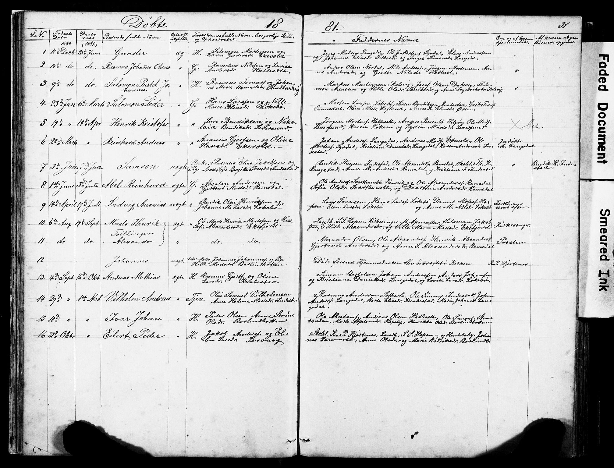 Kinn sokneprestembete, AV/SAB-A-80801/H/Hab/Habe/L0001: Parish register (copy) no. E 1, 1864-1899, p. 31