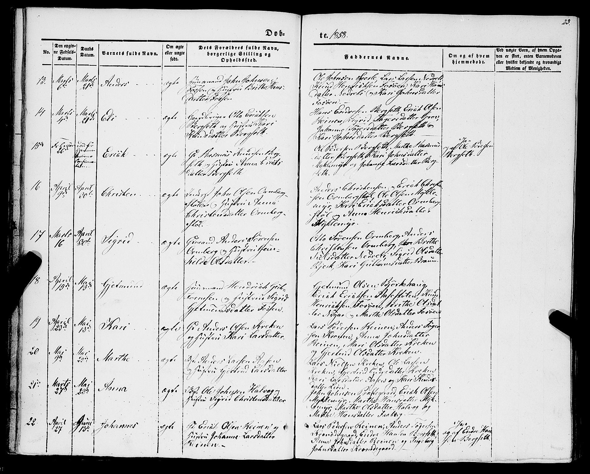 Jostedal sokneprestembete, AV/SAB-A-80601/H/Haa/Haaa/L0005: Parish register (official) no. A 5, 1849-1877, p. 23