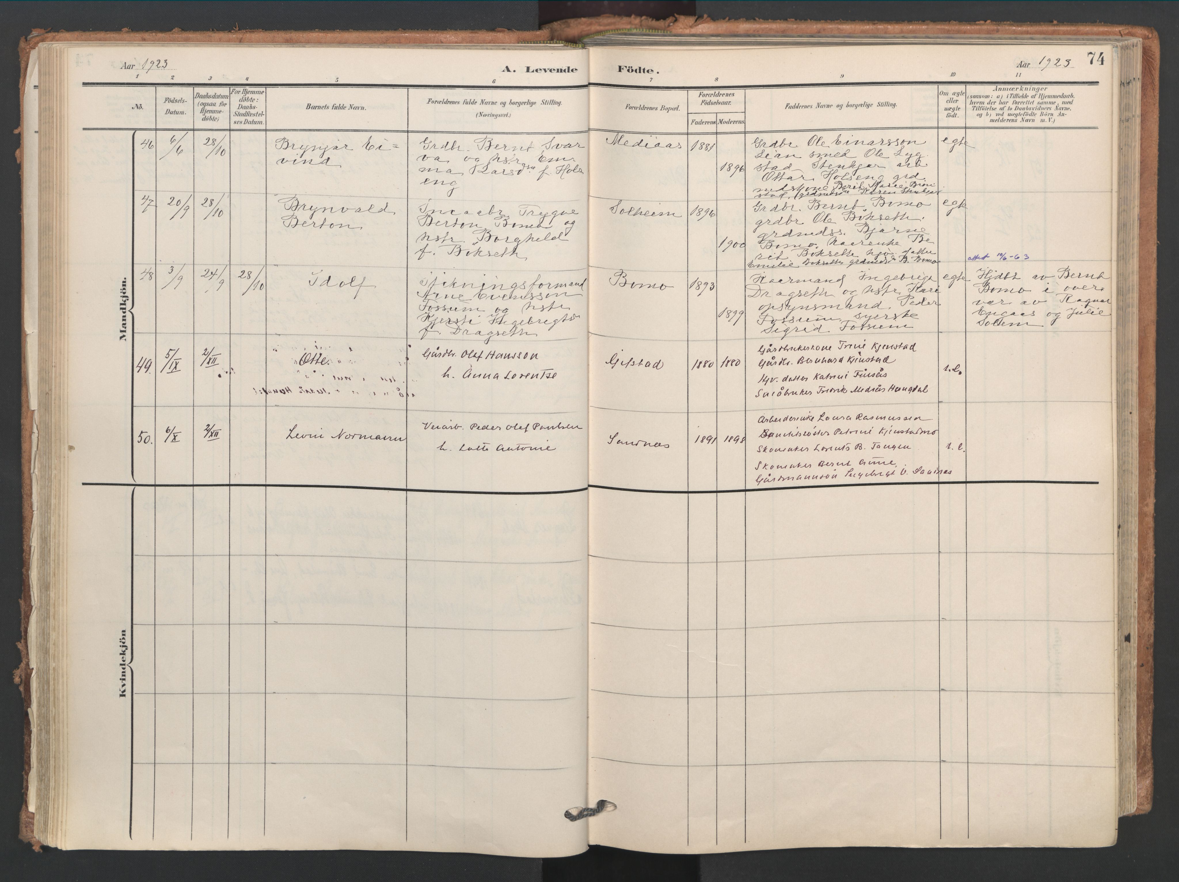 Ministerialprotokoller, klokkerbøker og fødselsregistre - Nord-Trøndelag, AV/SAT-A-1458/749/L0477: Parish register (official) no. 749A11, 1902-1927, p. 74