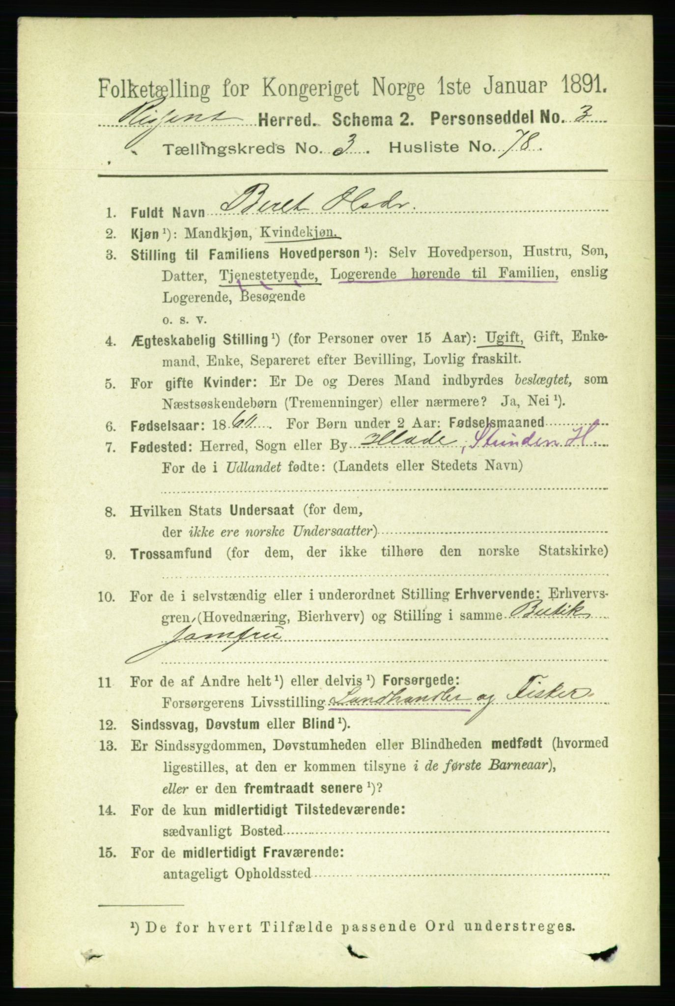 RA, 1891 census for 1624 Rissa, 1891, p. 2068