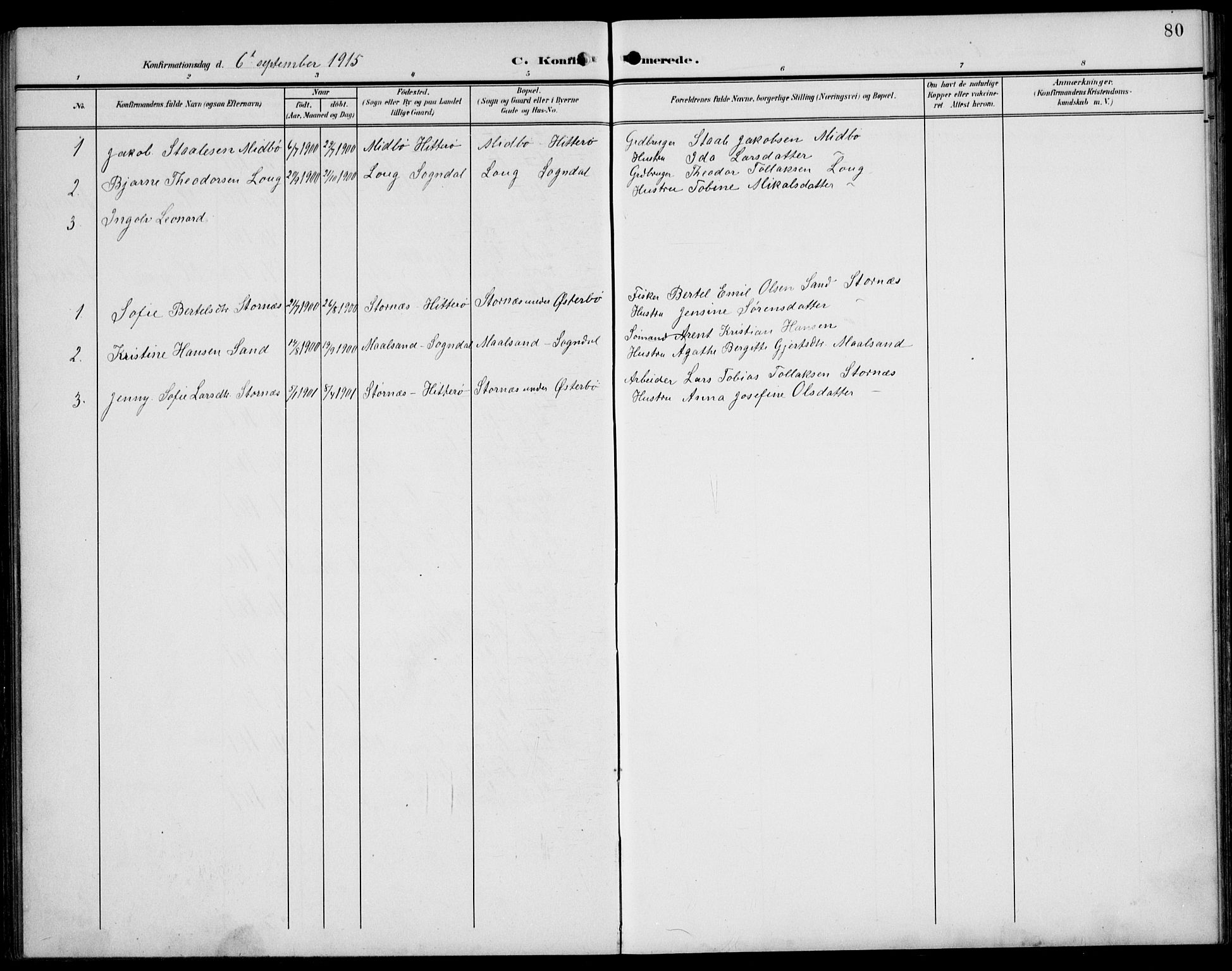 Sokndal sokneprestkontor, SAST/A-101808: Parish register (copy) no. B 7, 1904-1935, p. 80