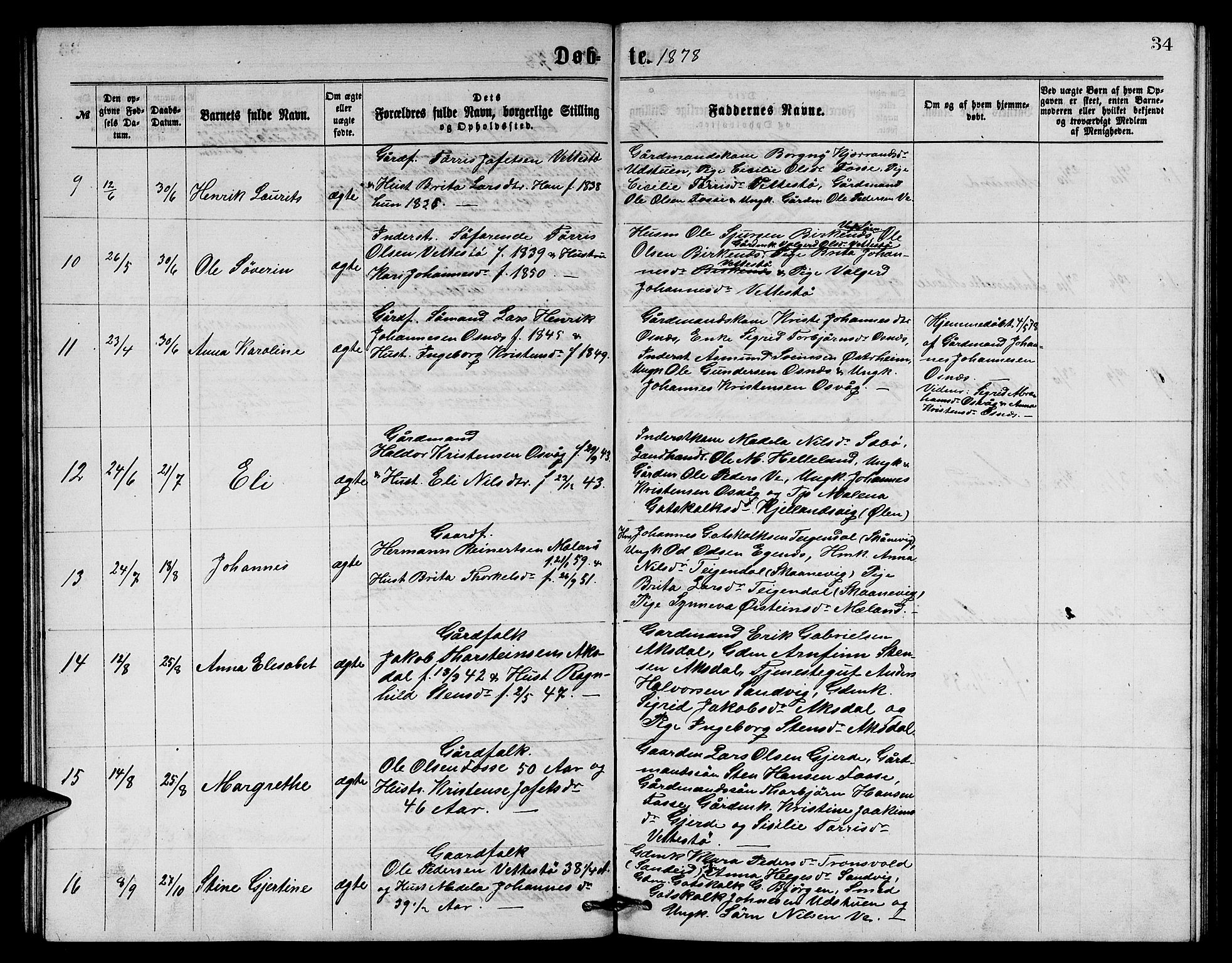 Etne sokneprestembete, AV/SAB-A-75001/H/Hab: Parish register (copy) no. B 3, 1867-1878, p. 34