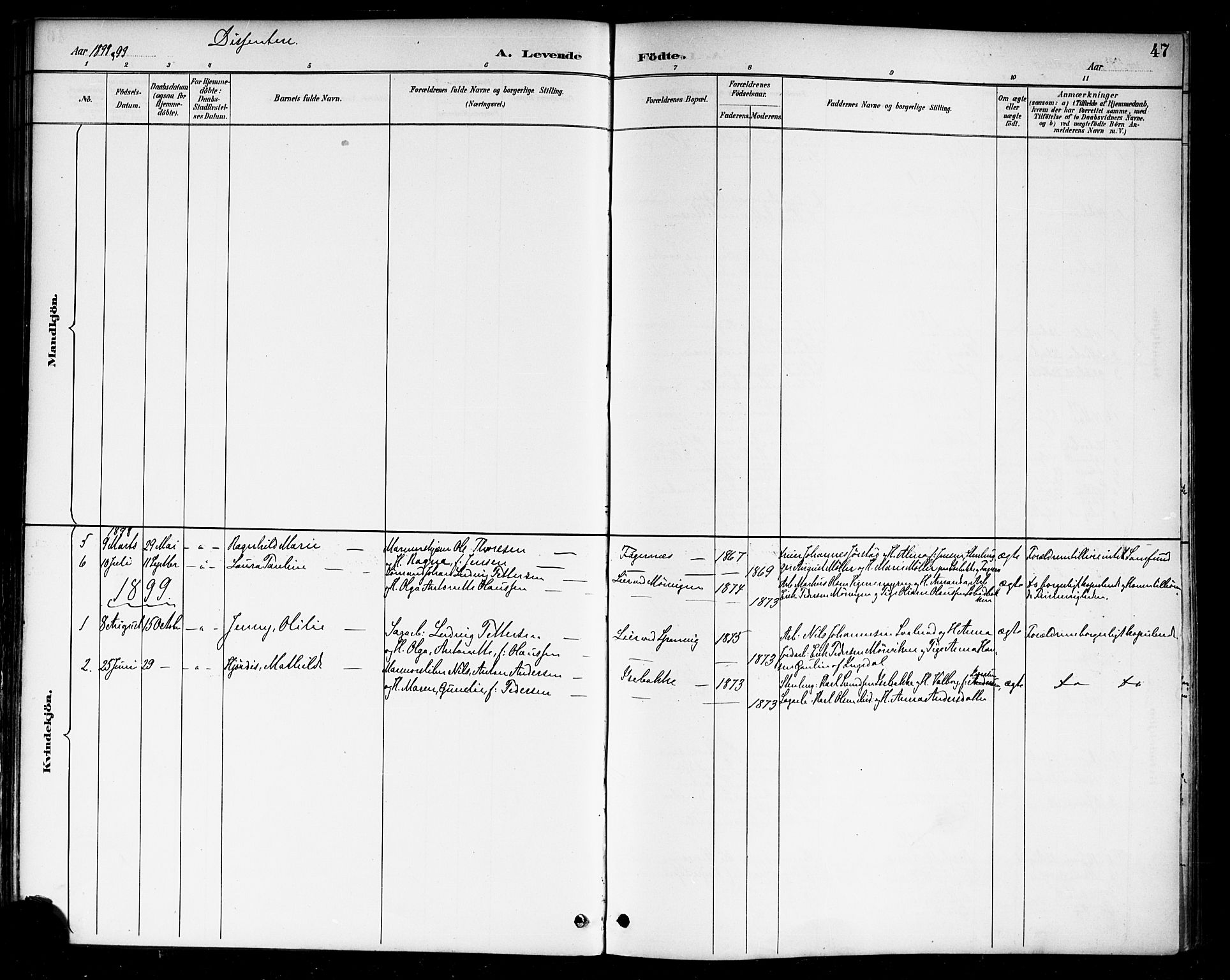 Berg prestekontor Kirkebøker, SAO/A-10902/F/Fa/L0007: Parish register (official) no. I 7, 1888-1902, p. 47