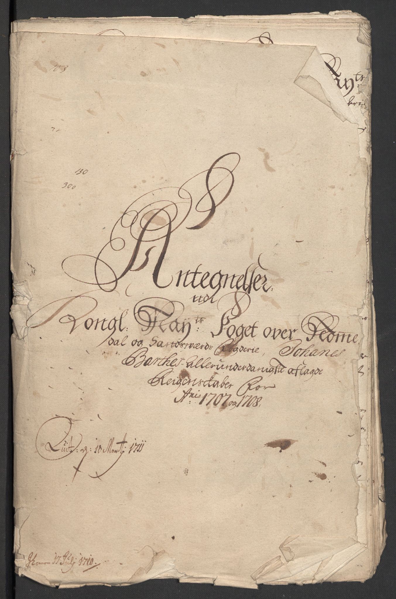 Rentekammeret inntil 1814, Reviderte regnskaper, Fogderegnskap, AV/RA-EA-4092/R24/L1584: Fogderegnskap Numedal og Sandsvær, 1707-1708, p. 425