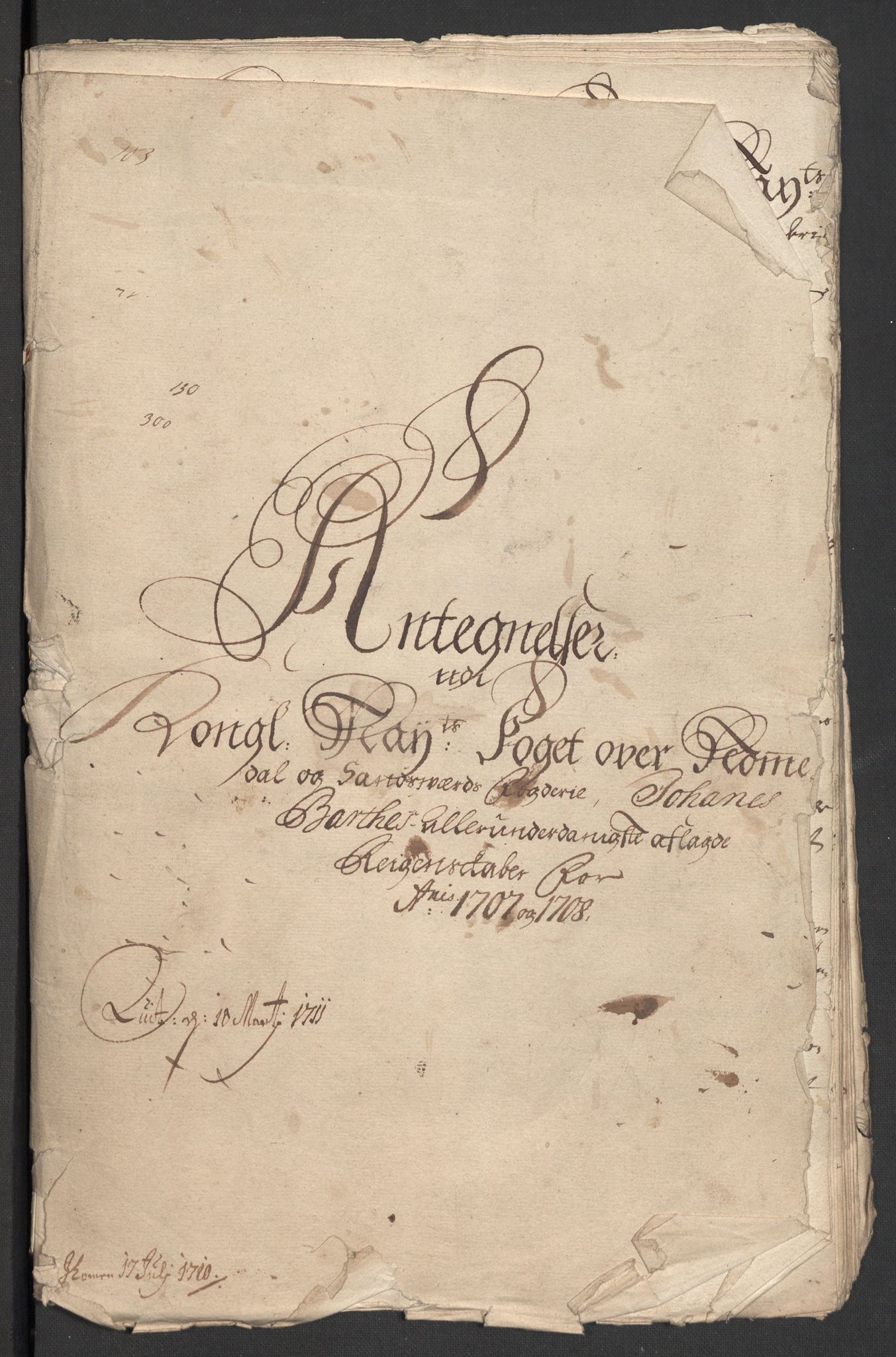 Rentekammeret inntil 1814, Reviderte regnskaper, Fogderegnskap, RA/EA-4092/R24/L1584: Fogderegnskap Numedal og Sandsvær, 1707-1708, p. 425