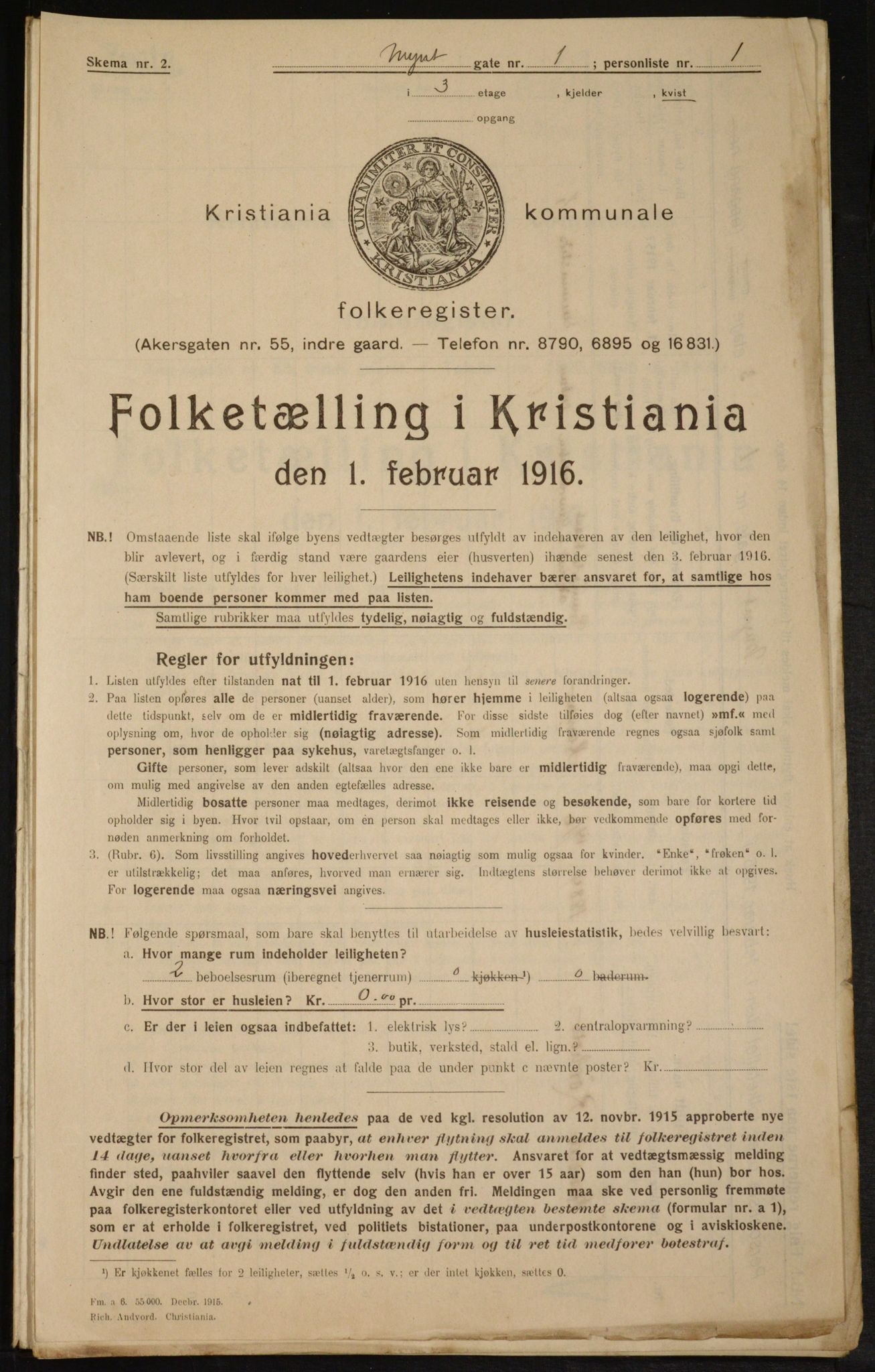 OBA, Municipal Census 1916 for Kristiania, 1916, p. 70020