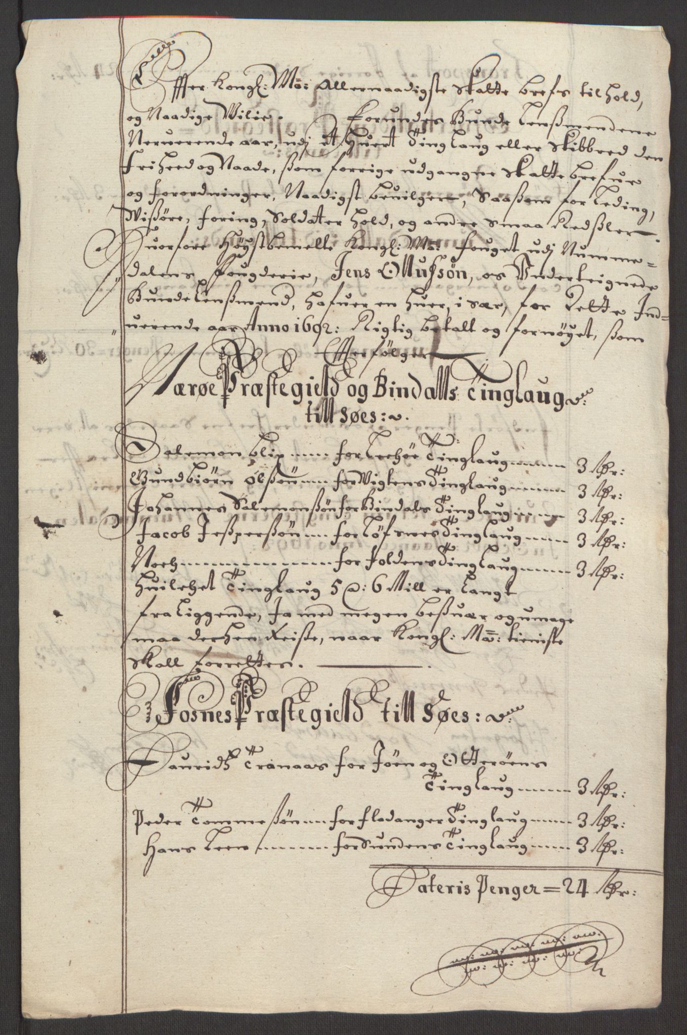 Rentekammeret inntil 1814, Reviderte regnskaper, Fogderegnskap, RA/EA-4092/R64/L4424: Fogderegnskap Namdal, 1692-1695, p. 142
