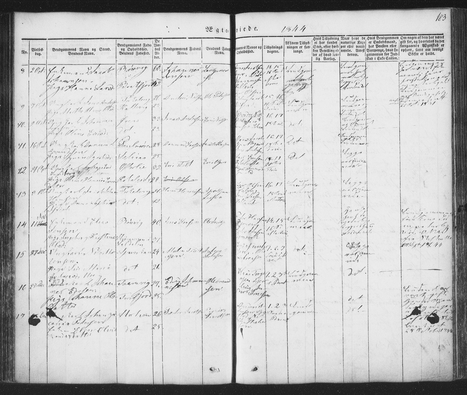 Ministerialprotokoller, klokkerbøker og fødselsregistre - Nordland, AV/SAT-A-1459/853/L0769: Parish register (official) no. 853A08, 1836-1856, p. 183