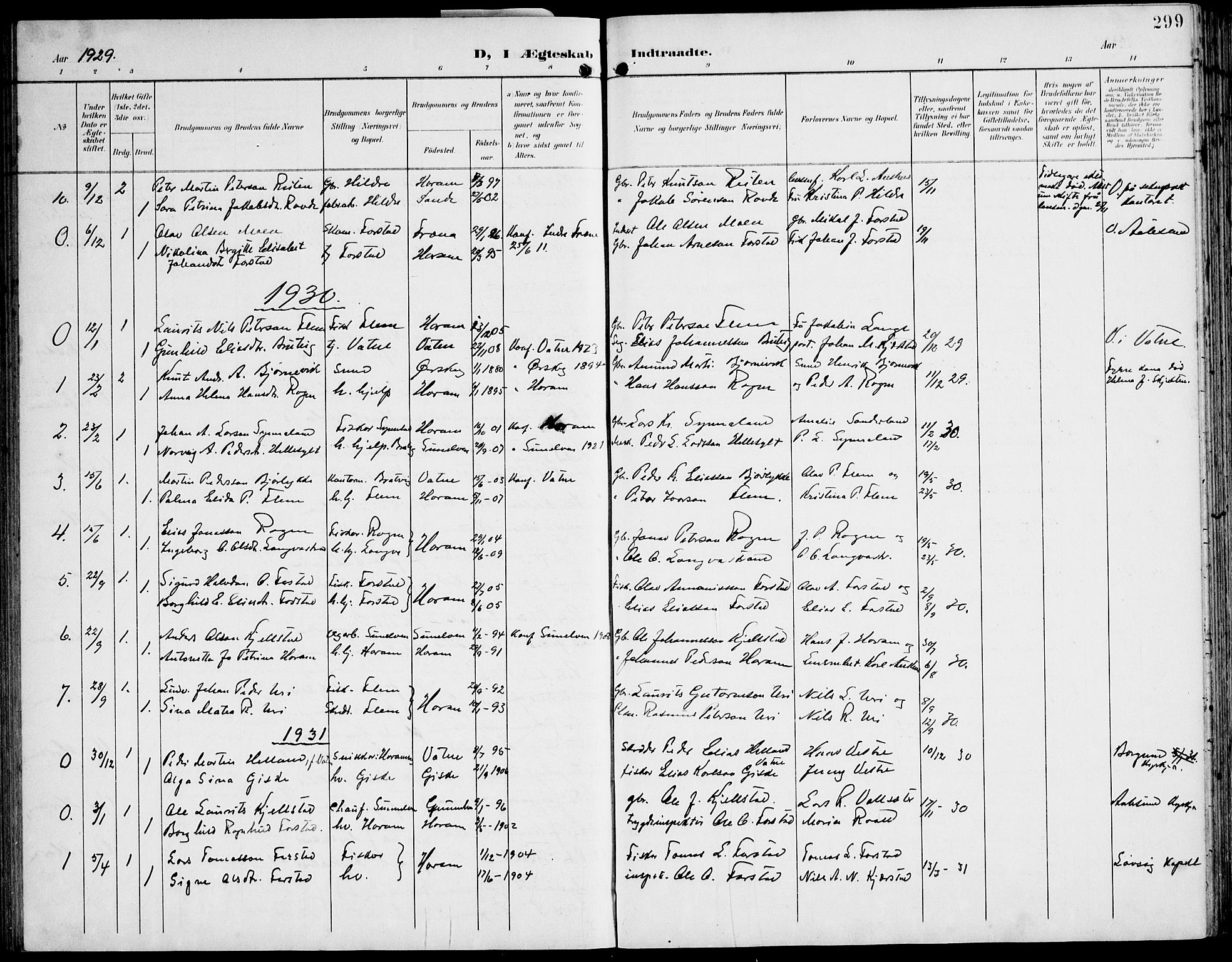 Ministerialprotokoller, klokkerbøker og fødselsregistre - Møre og Romsdal, SAT/A-1454/536/L0511: Parish register (copy) no. 536C06, 1899-1944, p. 299