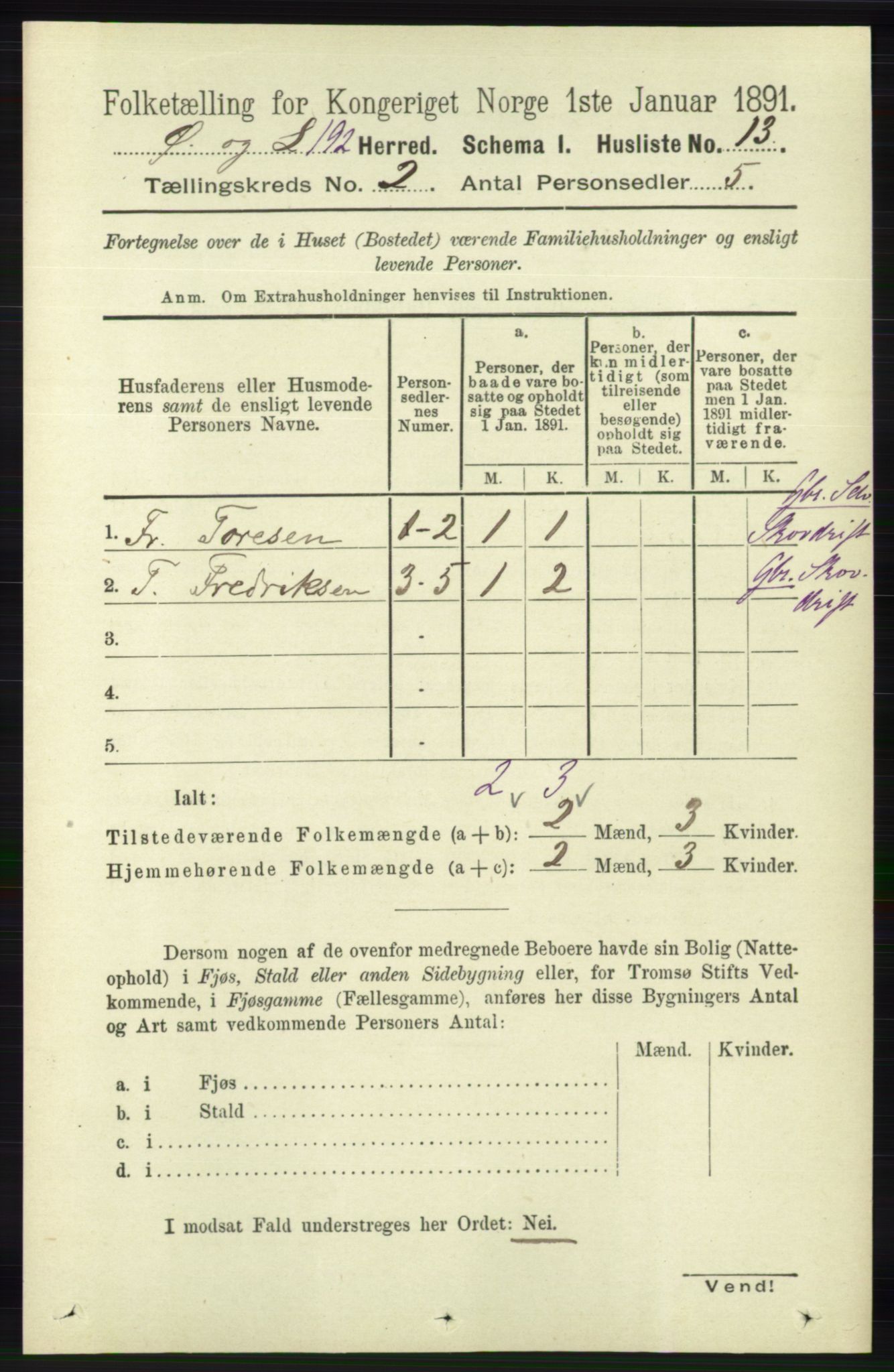 RA, 1891 census for 1021 Øyslebø og Laudal, 1891, p. 443