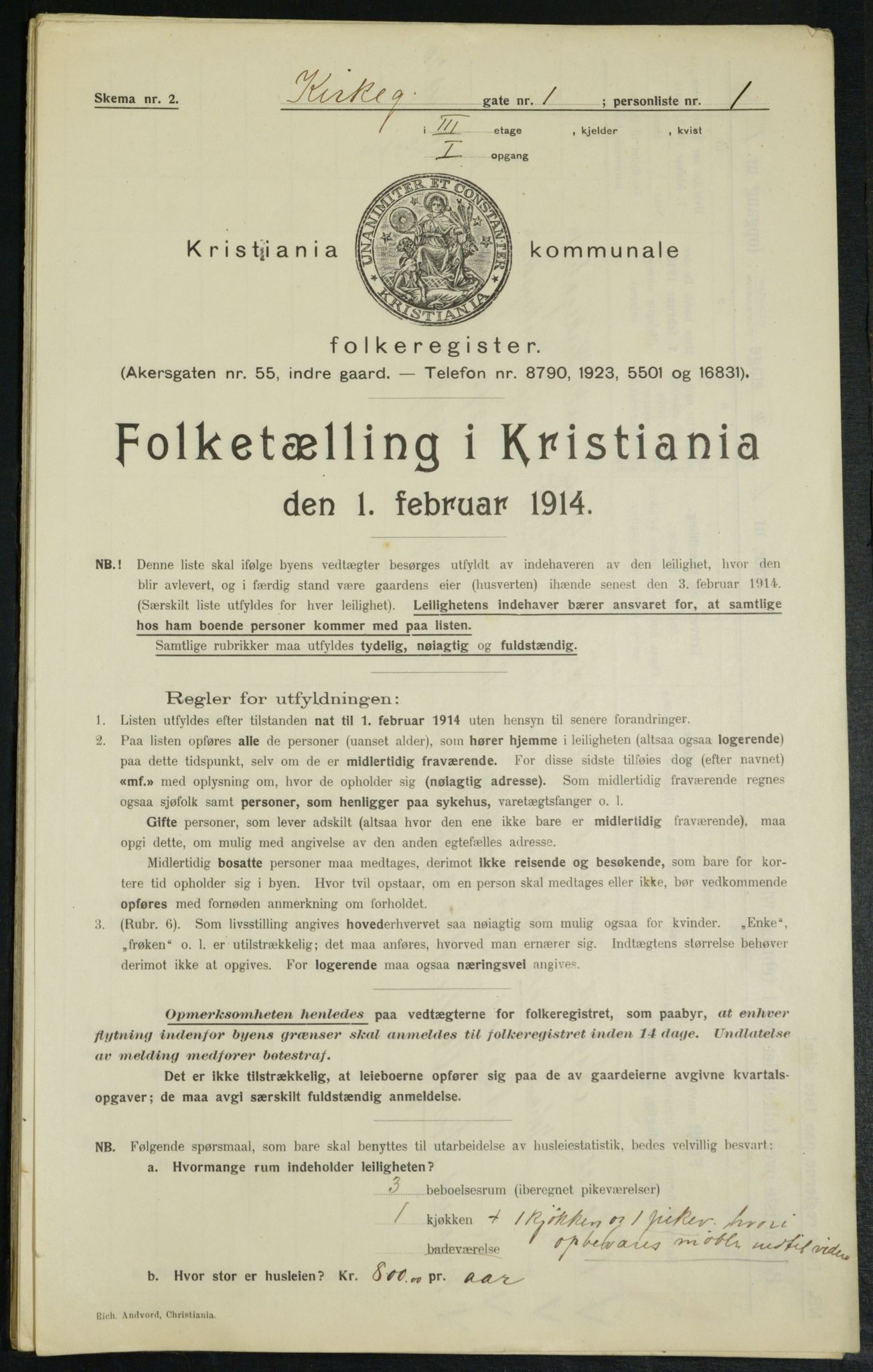 OBA, Municipal Census 1914 for Kristiania, 1914, p. 49688