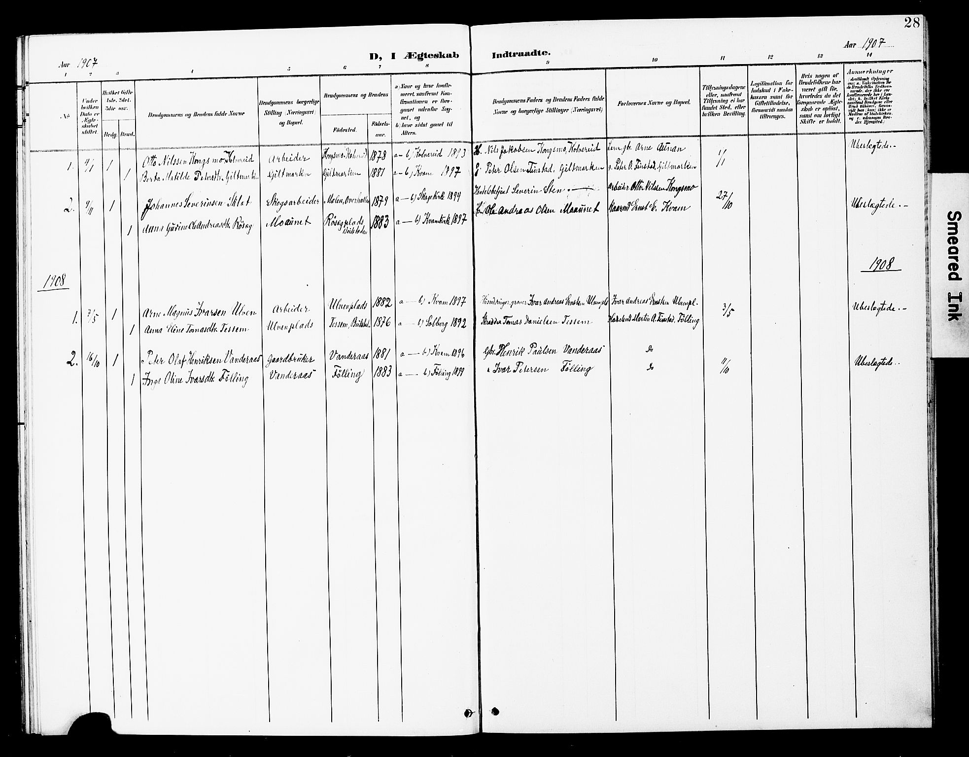 Ministerialprotokoller, klokkerbøker og fødselsregistre - Nord-Trøndelag, SAT/A-1458/748/L0464: Parish register (official) no. 748A01, 1900-1908, p. 28