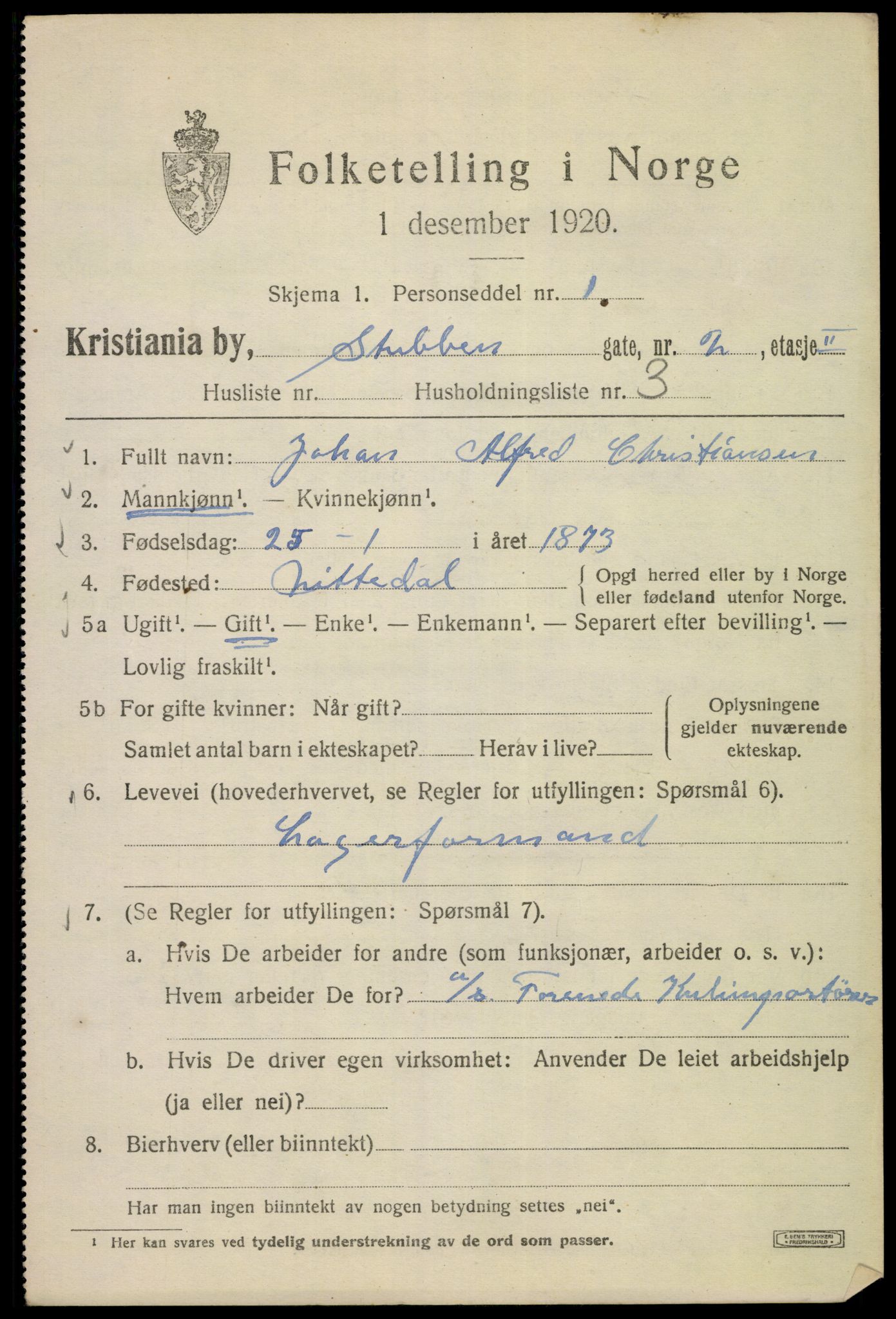 SAO, 1920 census for Kristiania, 1920, p. 553167