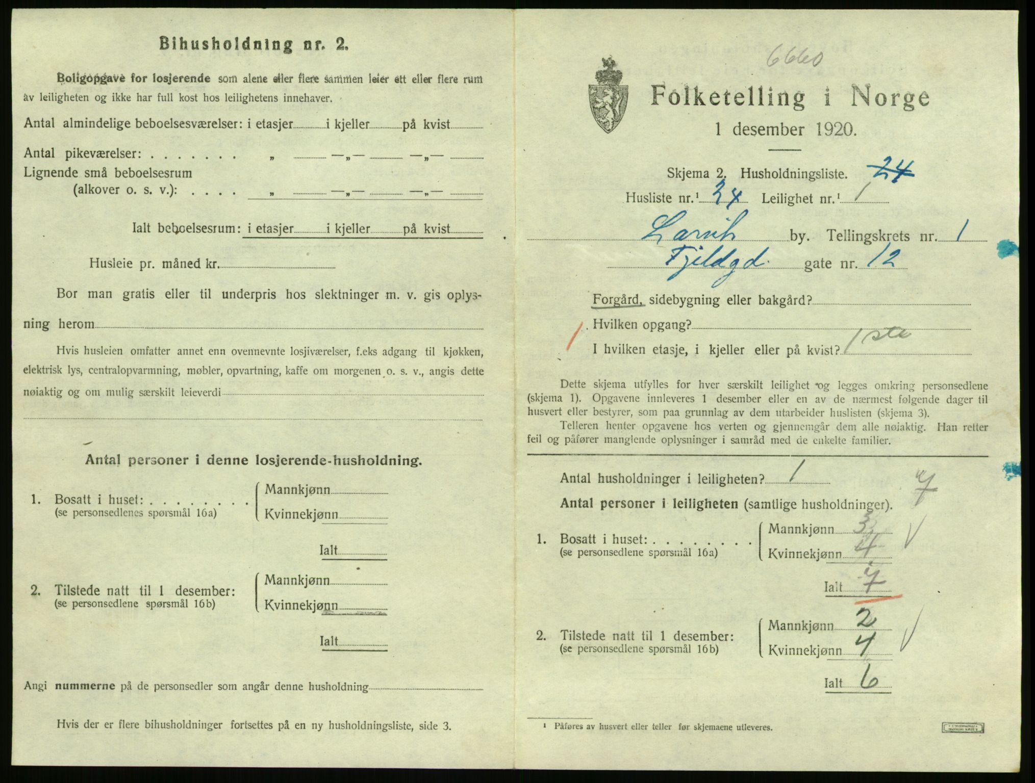 SAKO, 1920 census for Larvik, 1920, p. 3106