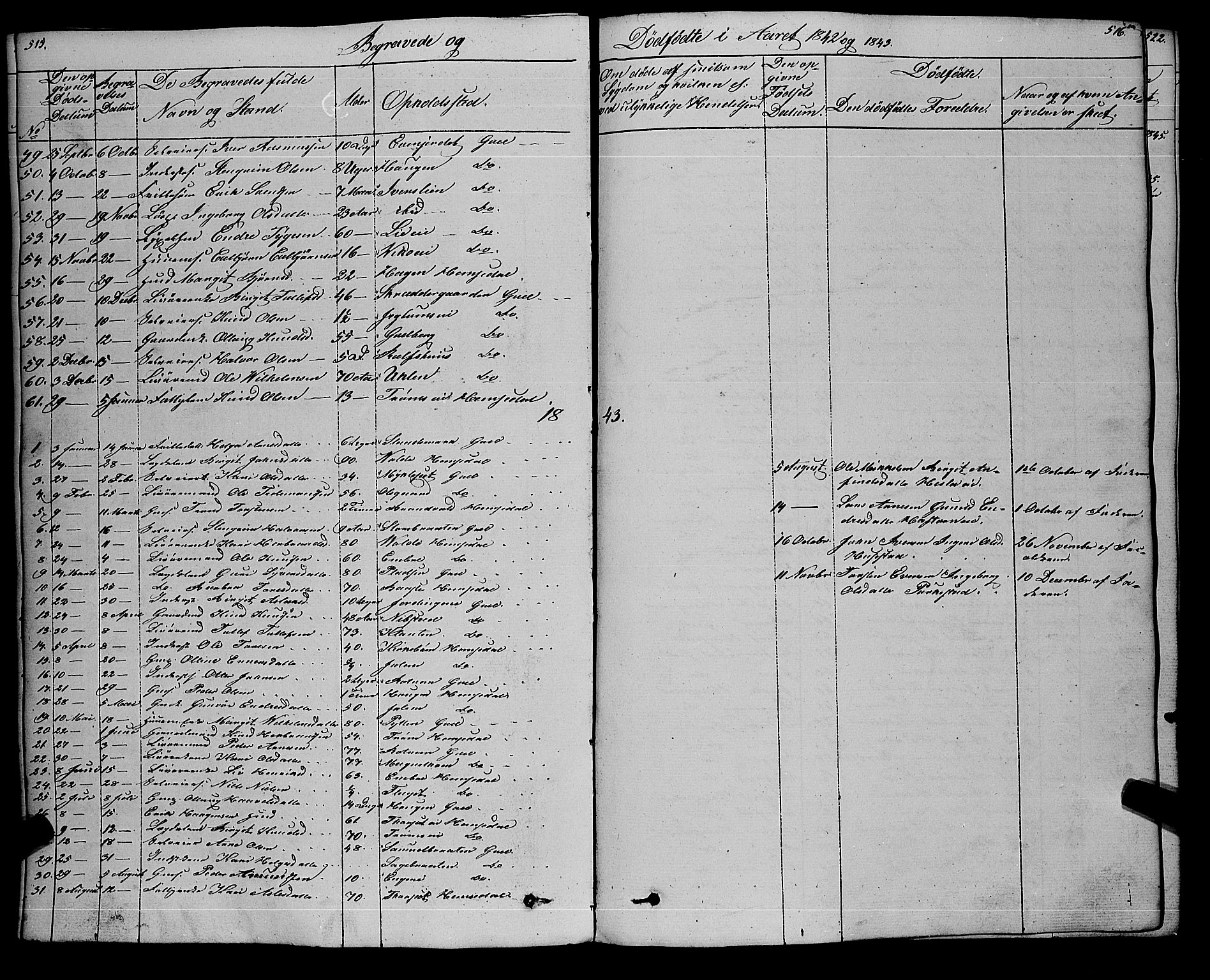 Gol kirkebøker, SAKO/A-226/F/Fa/L0002: Parish register (official) no. I 2, 1837-1863, p. 515-516