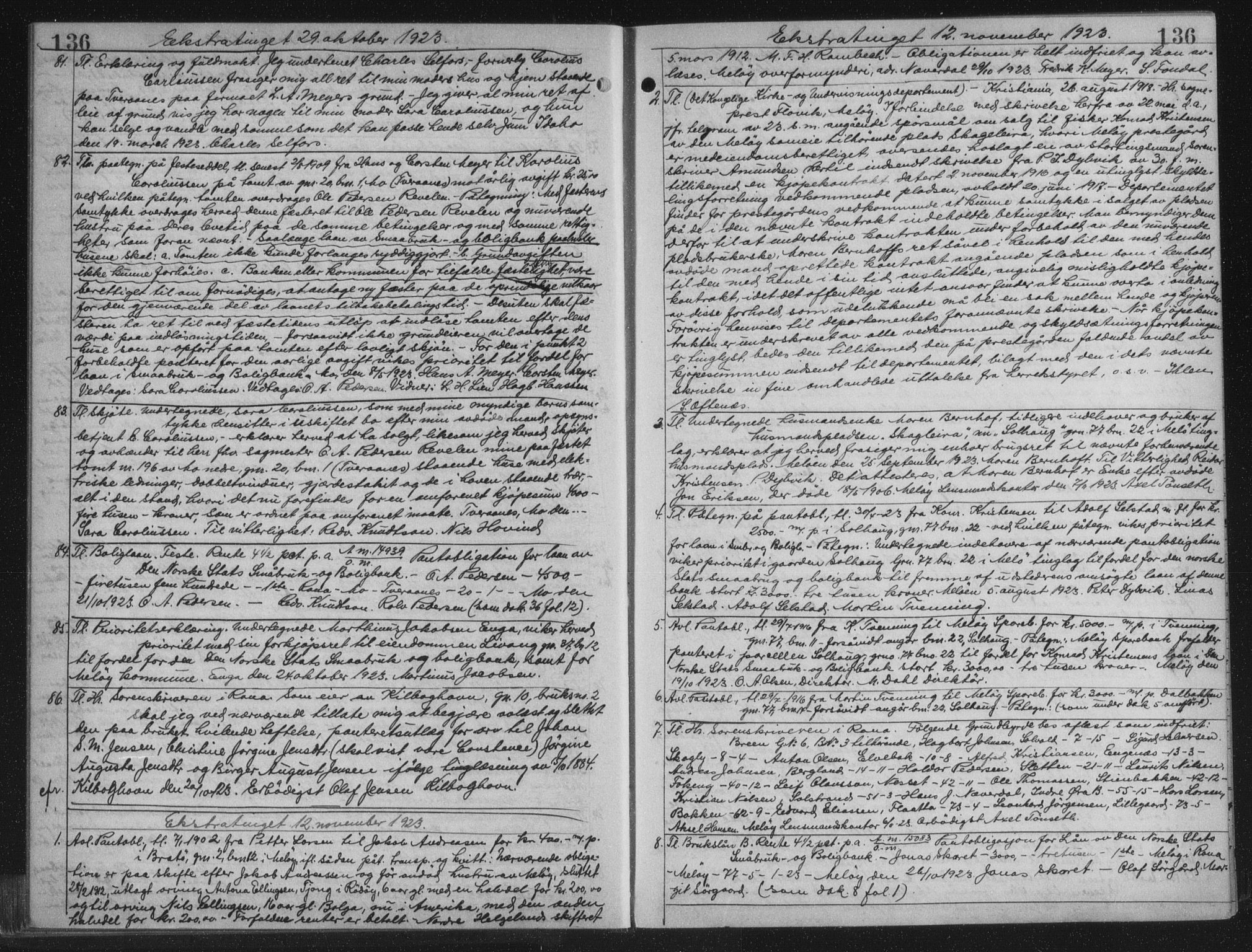 Rana sorenskriveri , AV/SAT-A-1108/1/2/2C/L0018: Mortgage book no. 18, 1923-1928, p. 136, Deed date: 12.11.1923